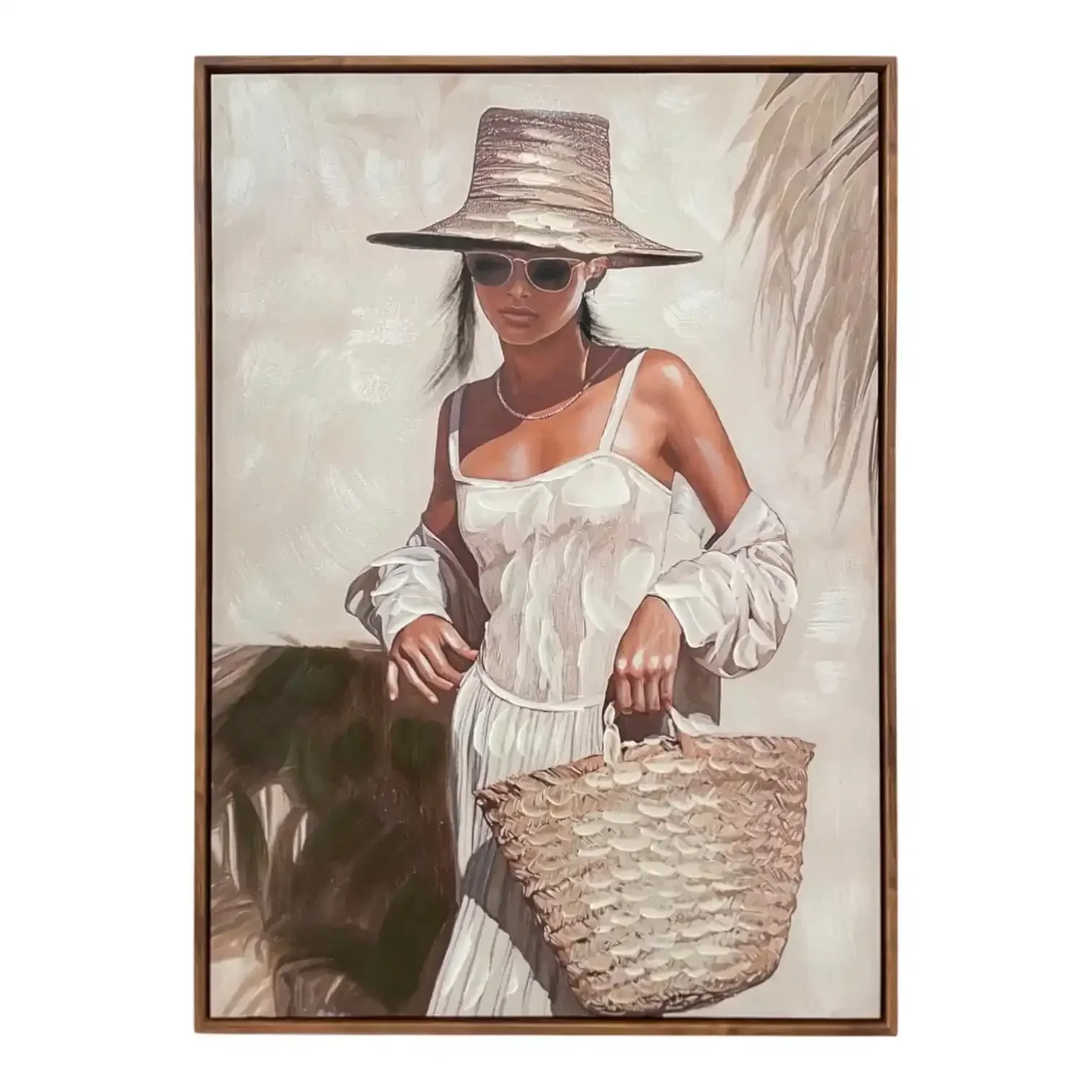 Canvas Schilderij Michele – Vrouw met Hoed 50×70 cm