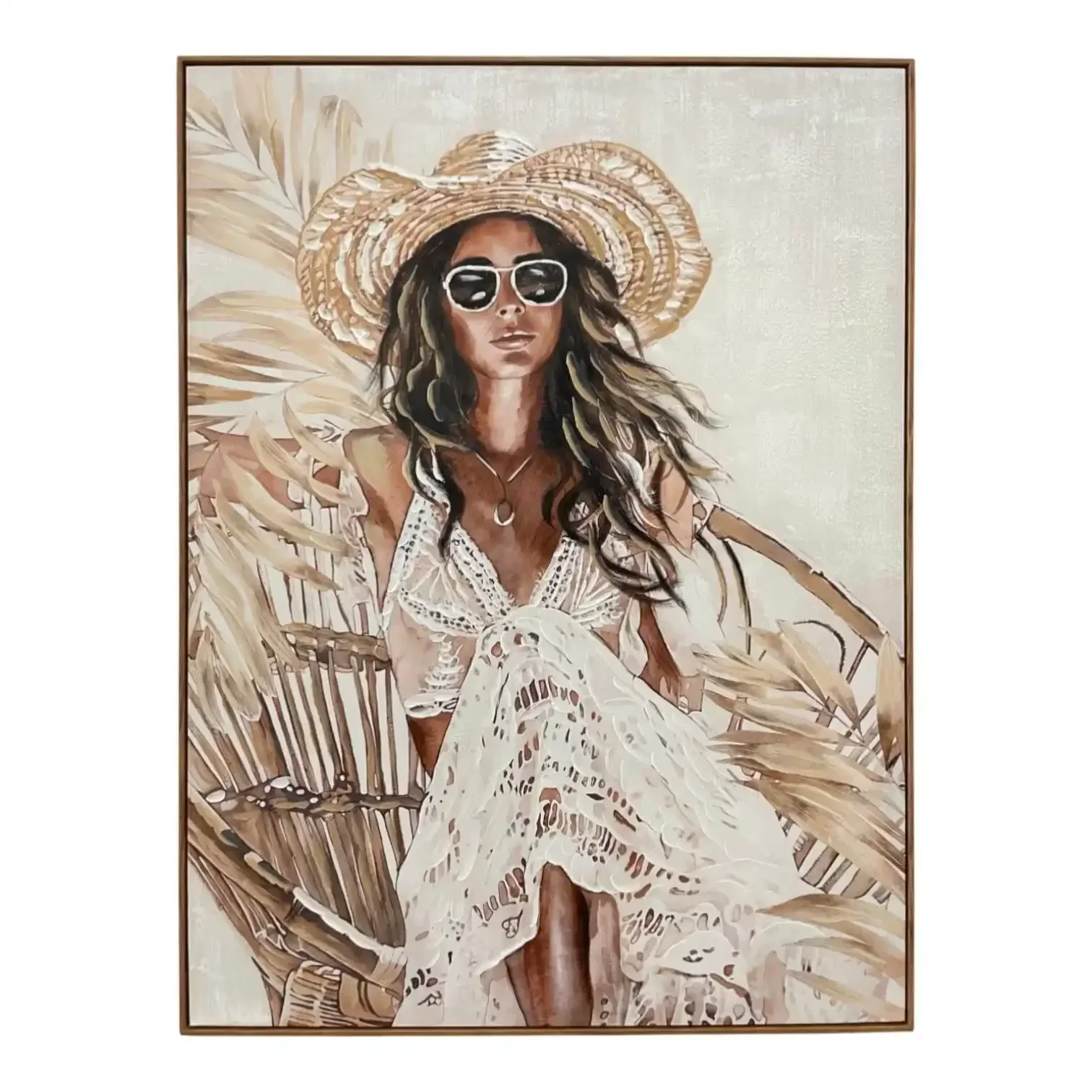 Canvas Schilderij Layla – Vrouw met Hoed 90×120 cm