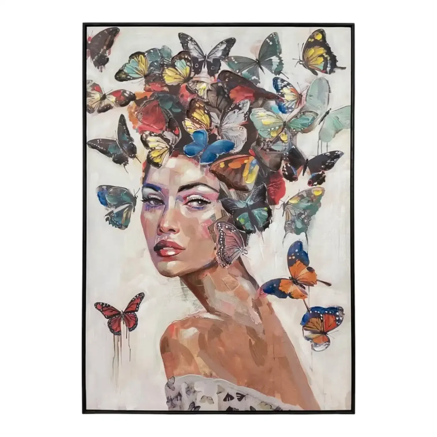 ‘Canvas Painting Women with Butterflies 70*100*3.5cm