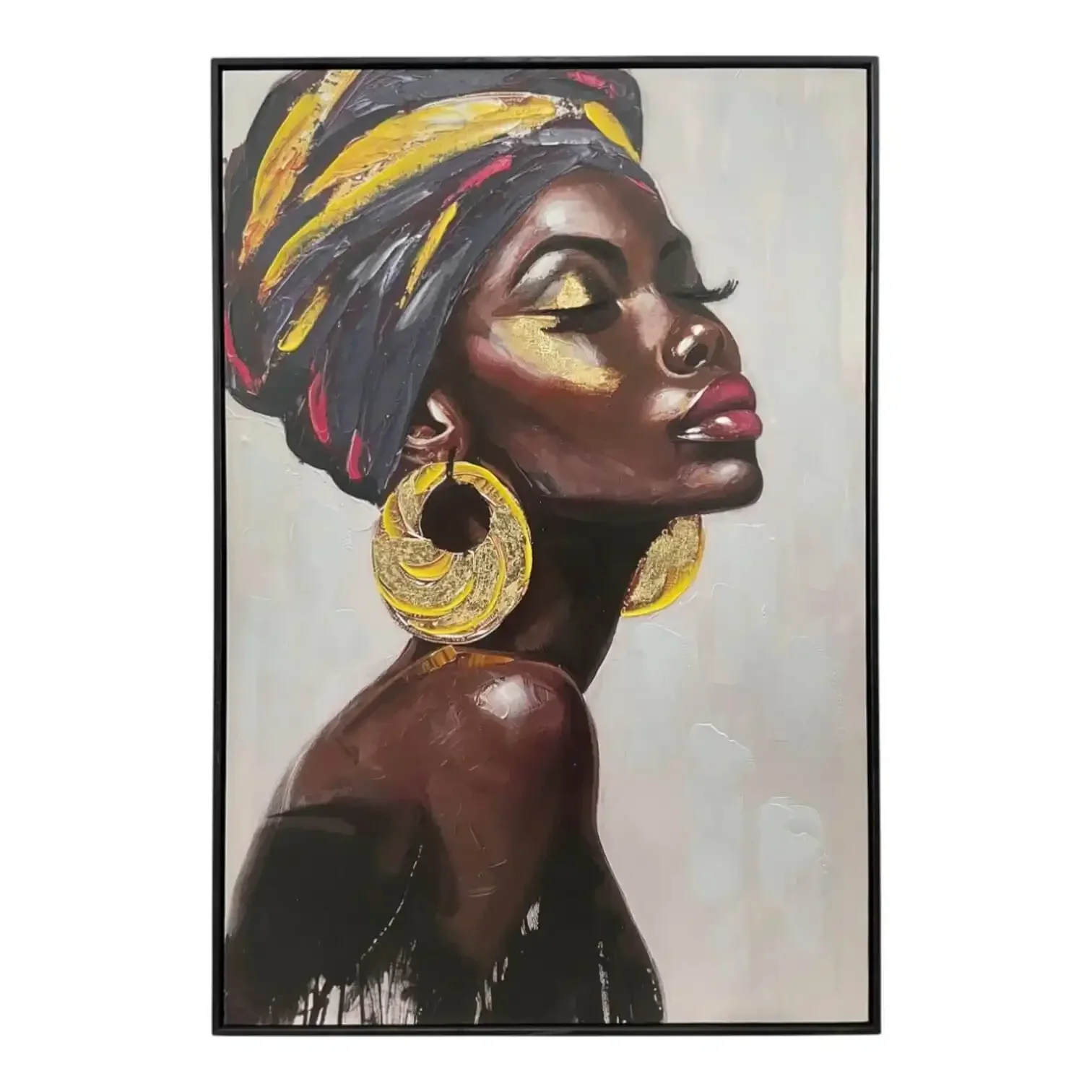 Canvas Schilderij Beautiful Woman with Earrings – Vrouw met Oorbellen 60×90 cm