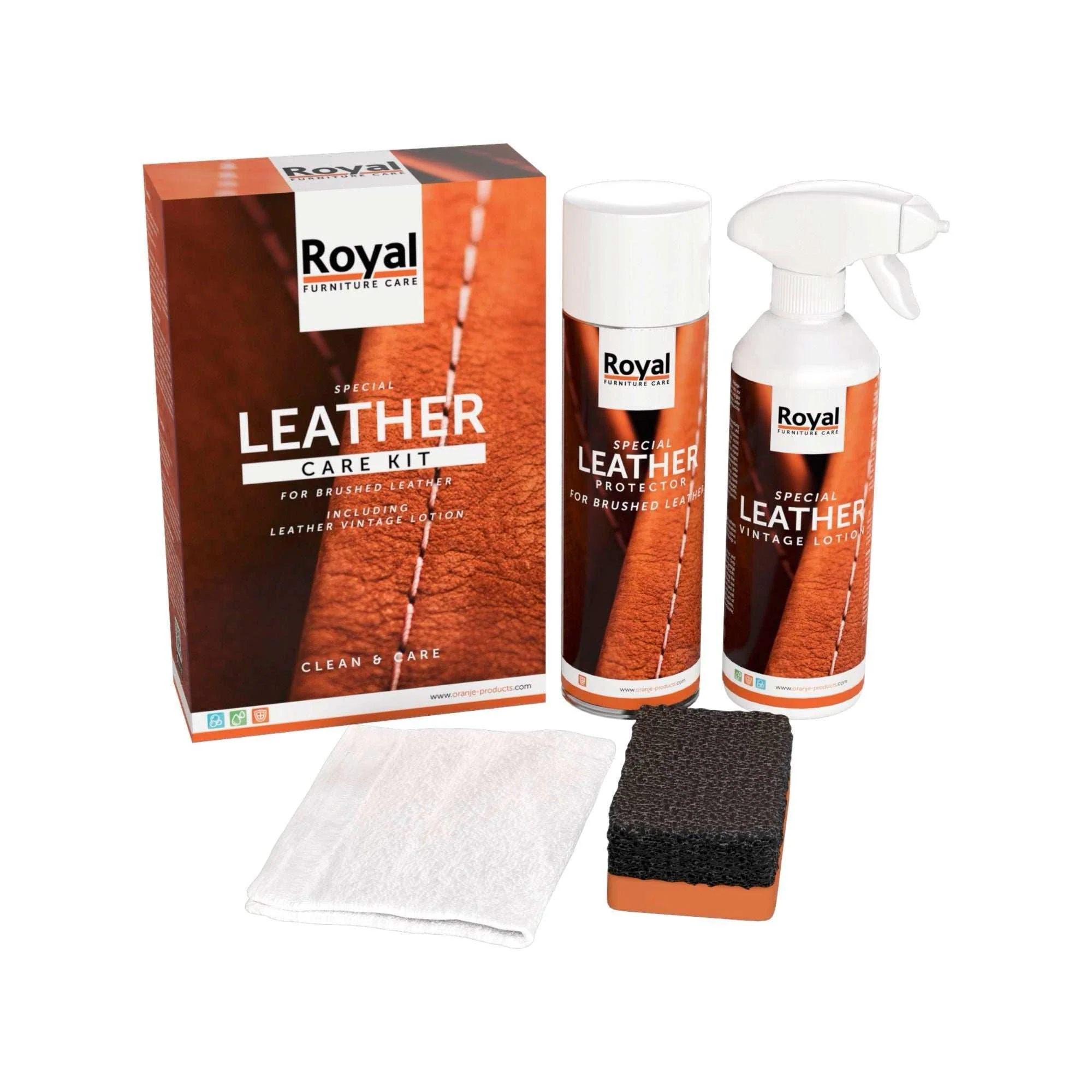 Vintage en geschuurd leer onderhoud set