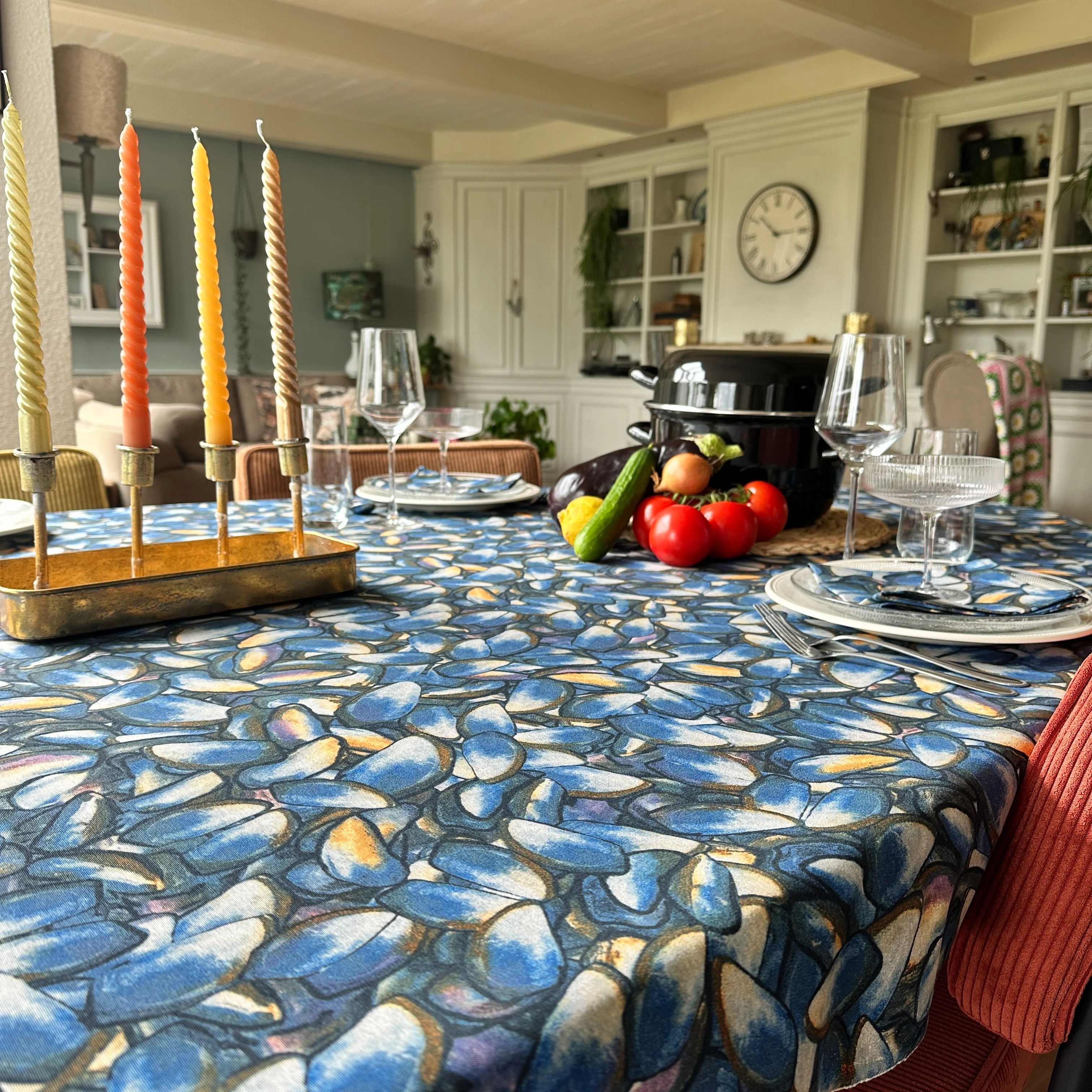 NIEUW!!!   TAFELKLEED MOSSEL SCHELP