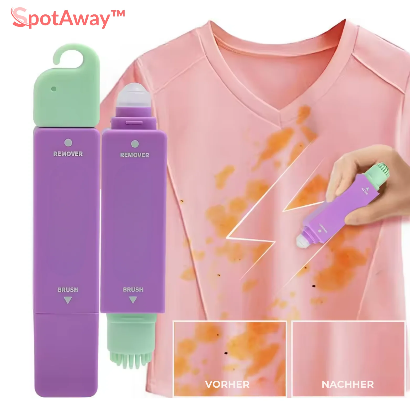 SpotAway – Vlekverwijderingsstift voor vlekkeloos schone kleding [1 + 1 Gratis]