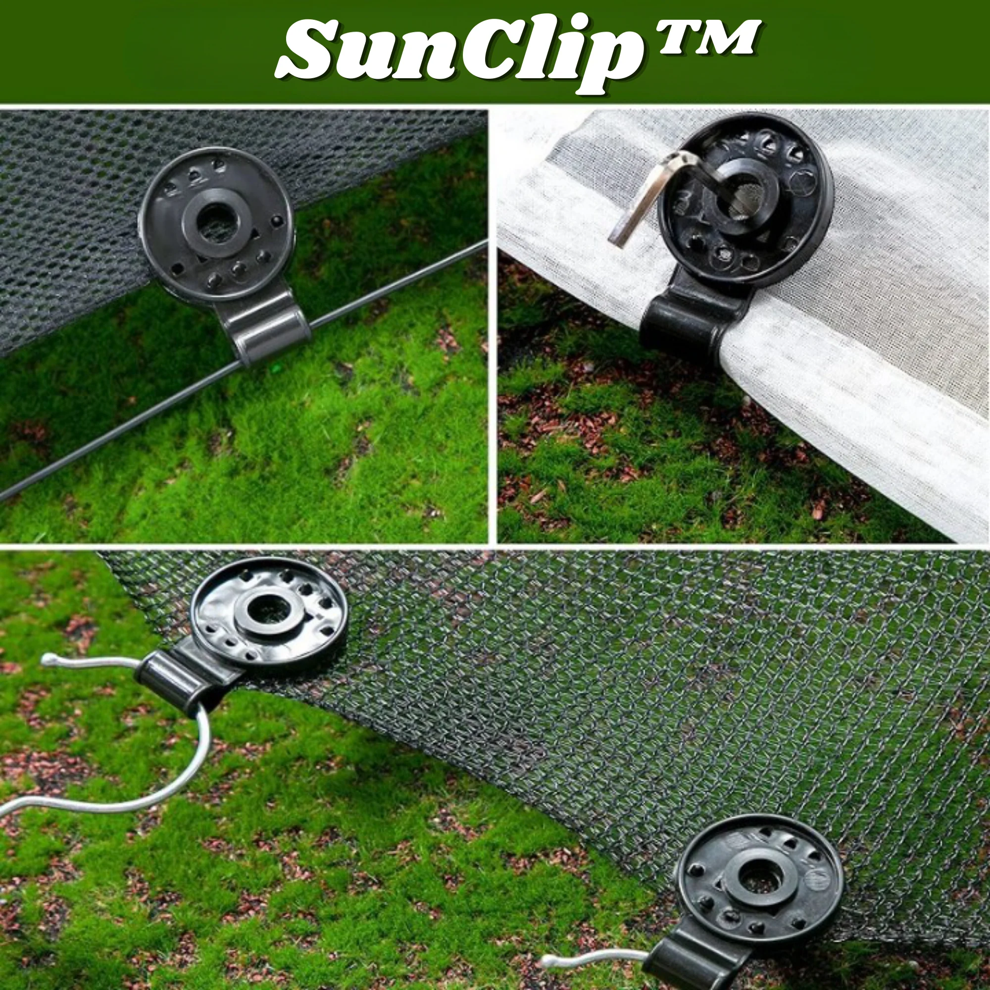SunClip – Veilige schaduwdoek bevestiging zonder beschadigingen [20 + 20 Gratis]