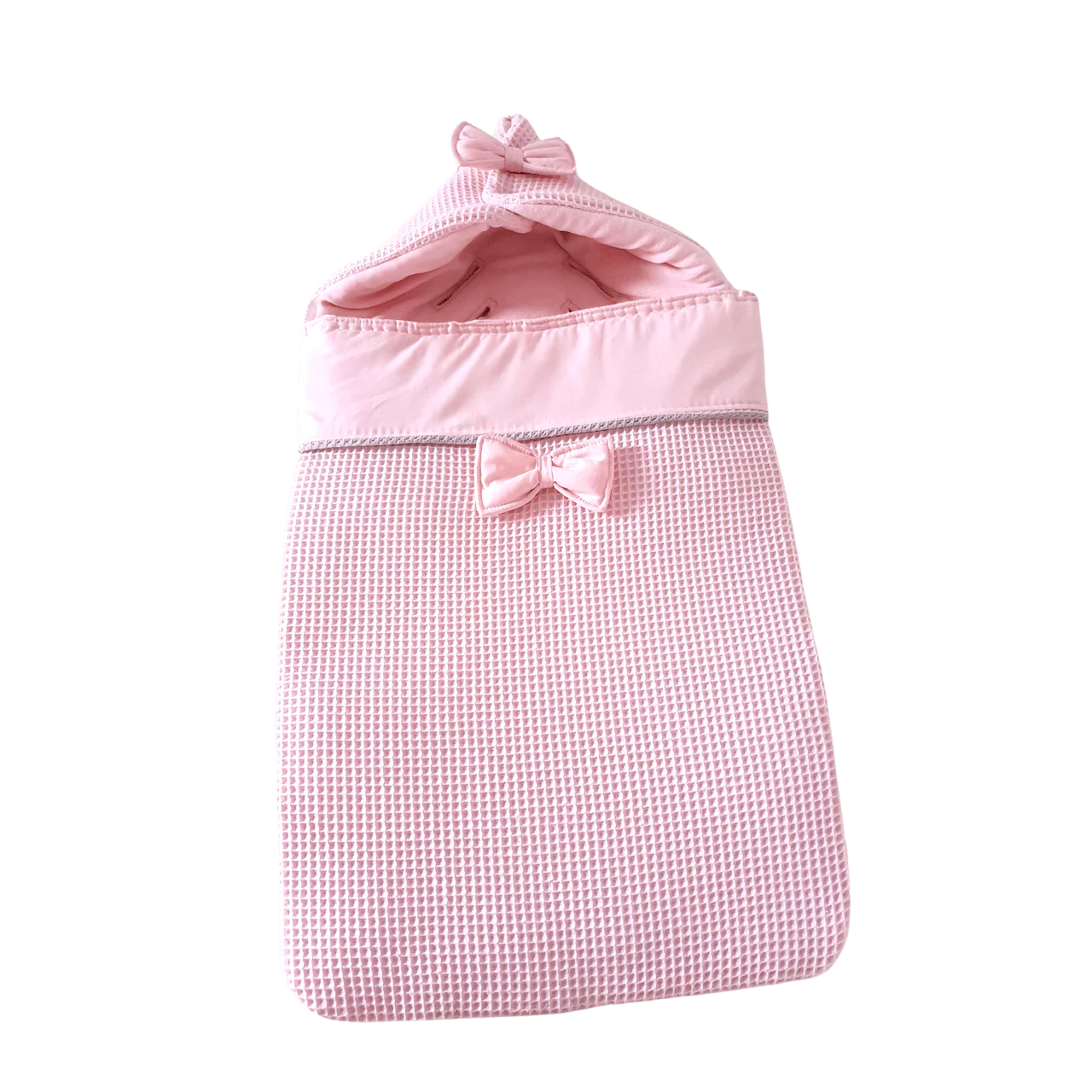 Voetenzak Maleah – wafel – nicky velours – strikjes – in 30 kleuren