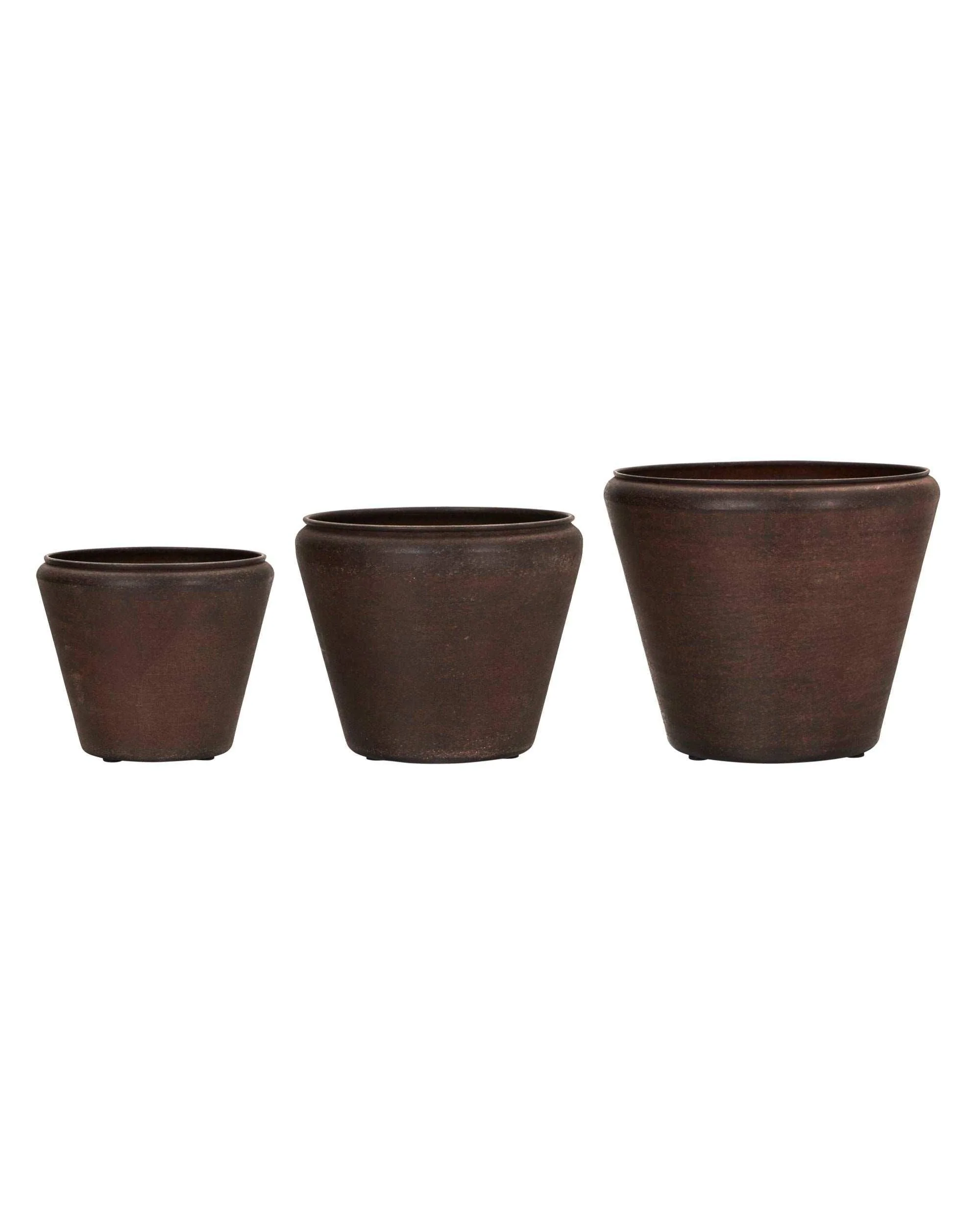 Bloempotten Funnel antiek bruin – 3 stuks