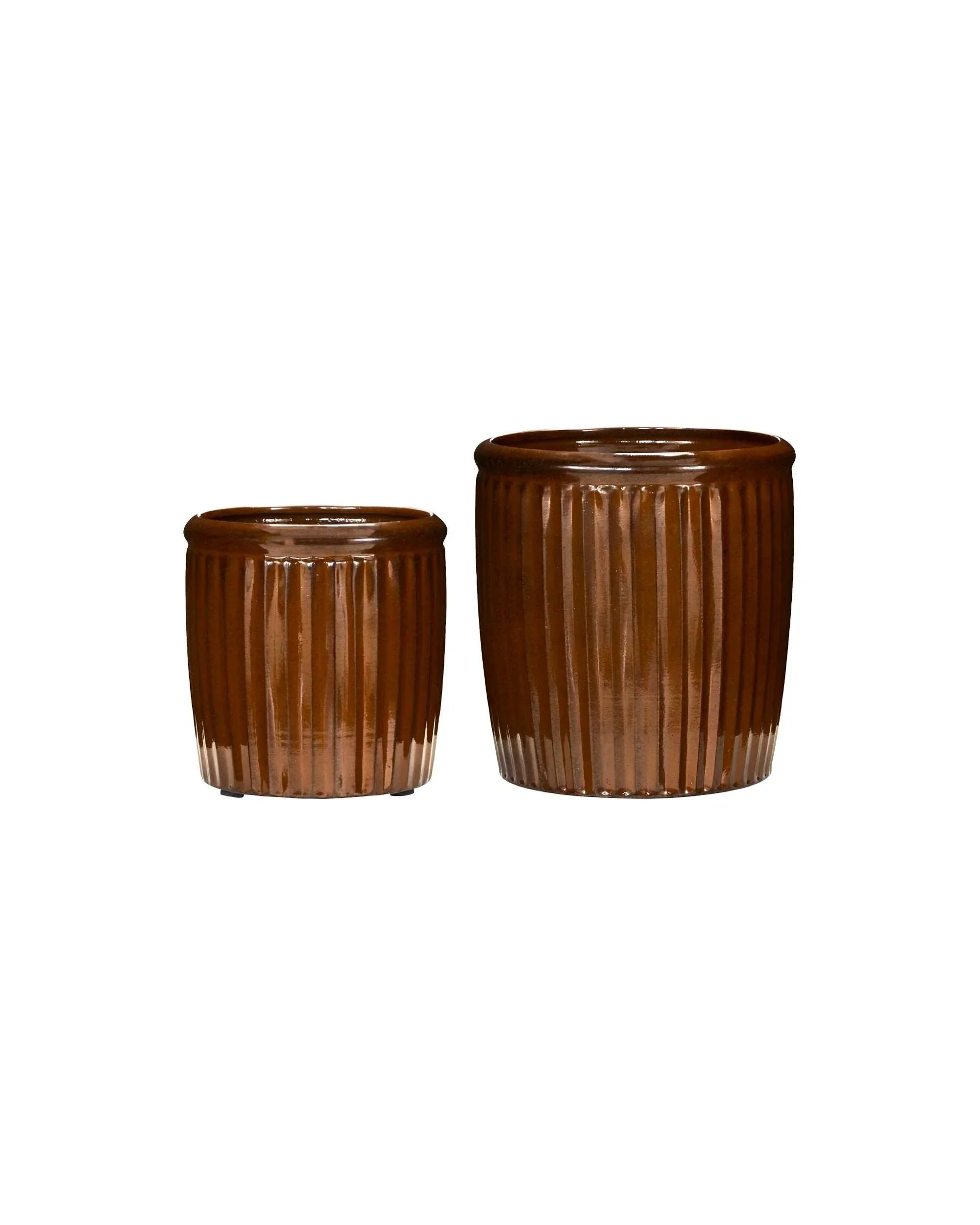 Potten set Groove bruin klein