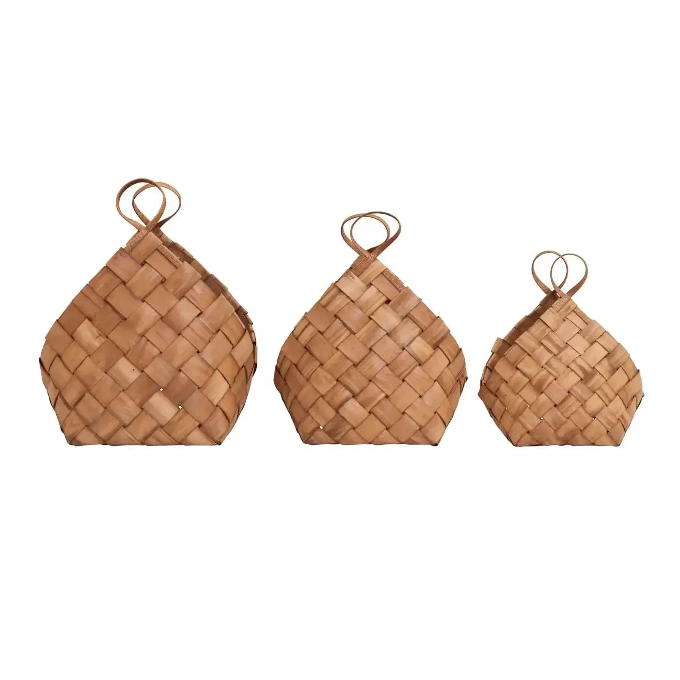 Conical mandenset bruin van dennenhout