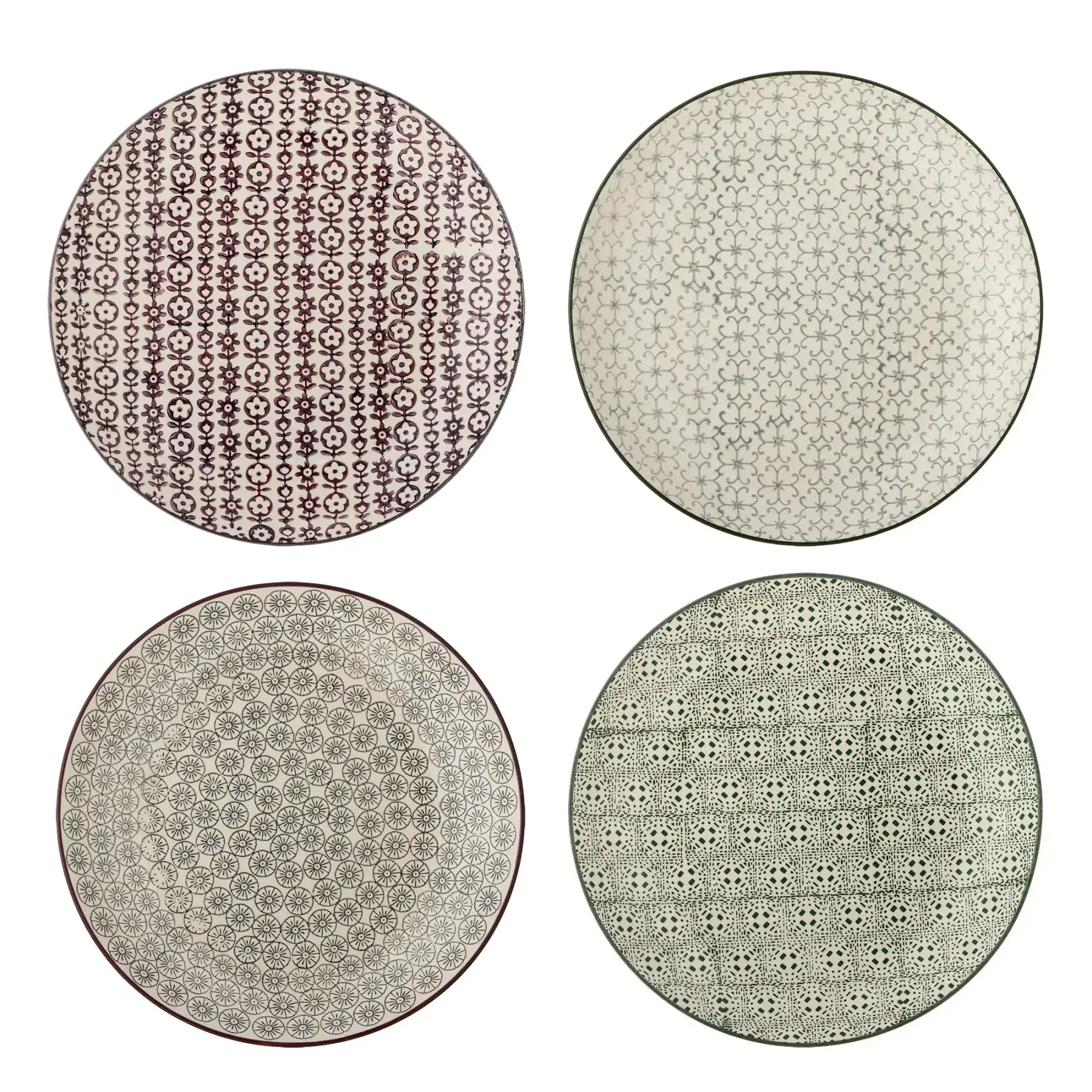 Bord aardewerk multi Karine 25cm – set van 4