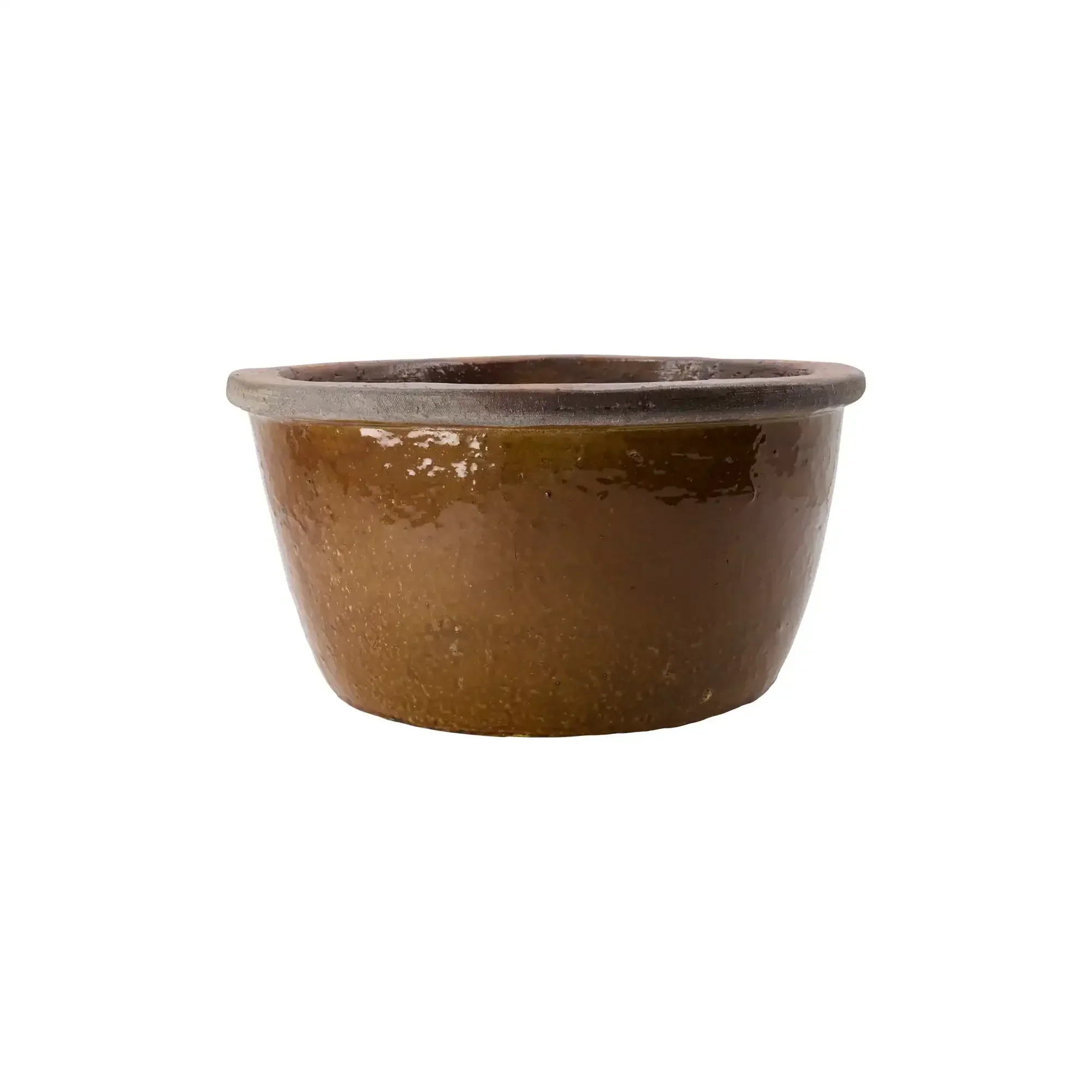 Bloempot Whai mosterdgeel aardewerk 37cm