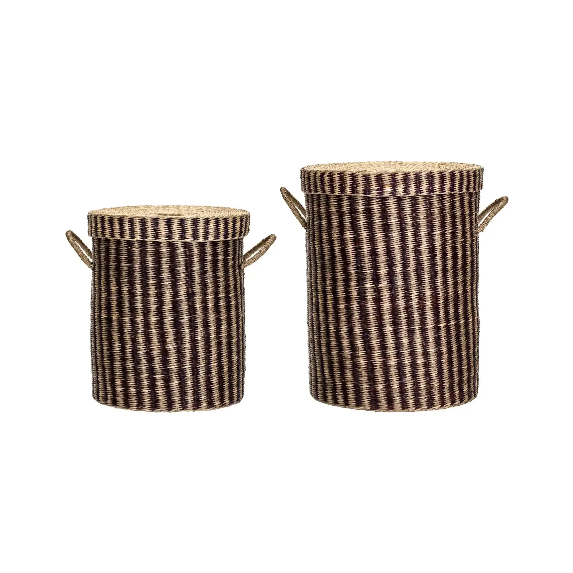 Wasmanden set naturel bruin met deksel – set van 2