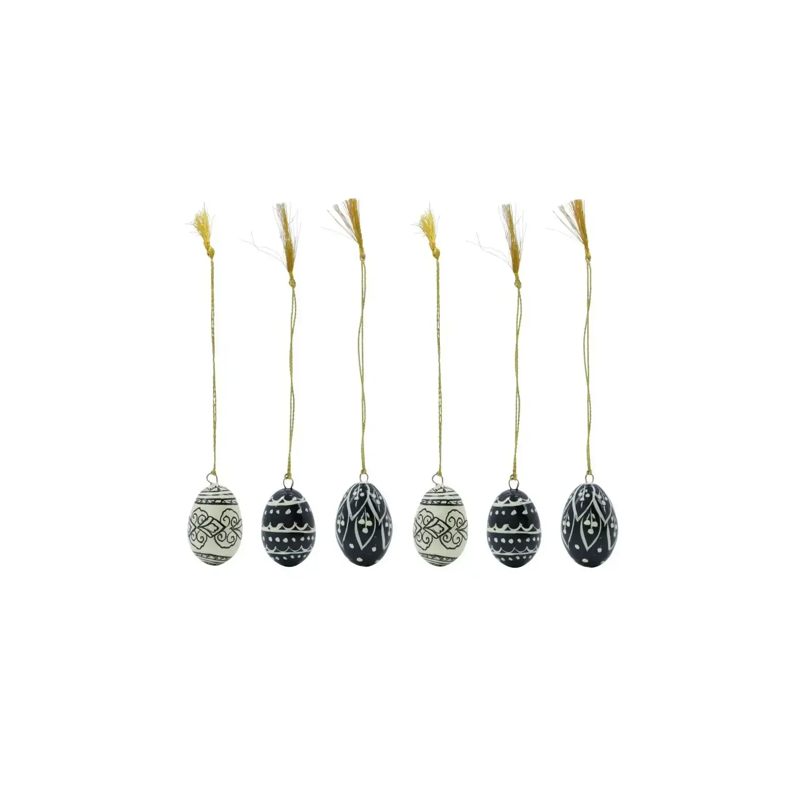 Deco eieren zwart wit – set van 6