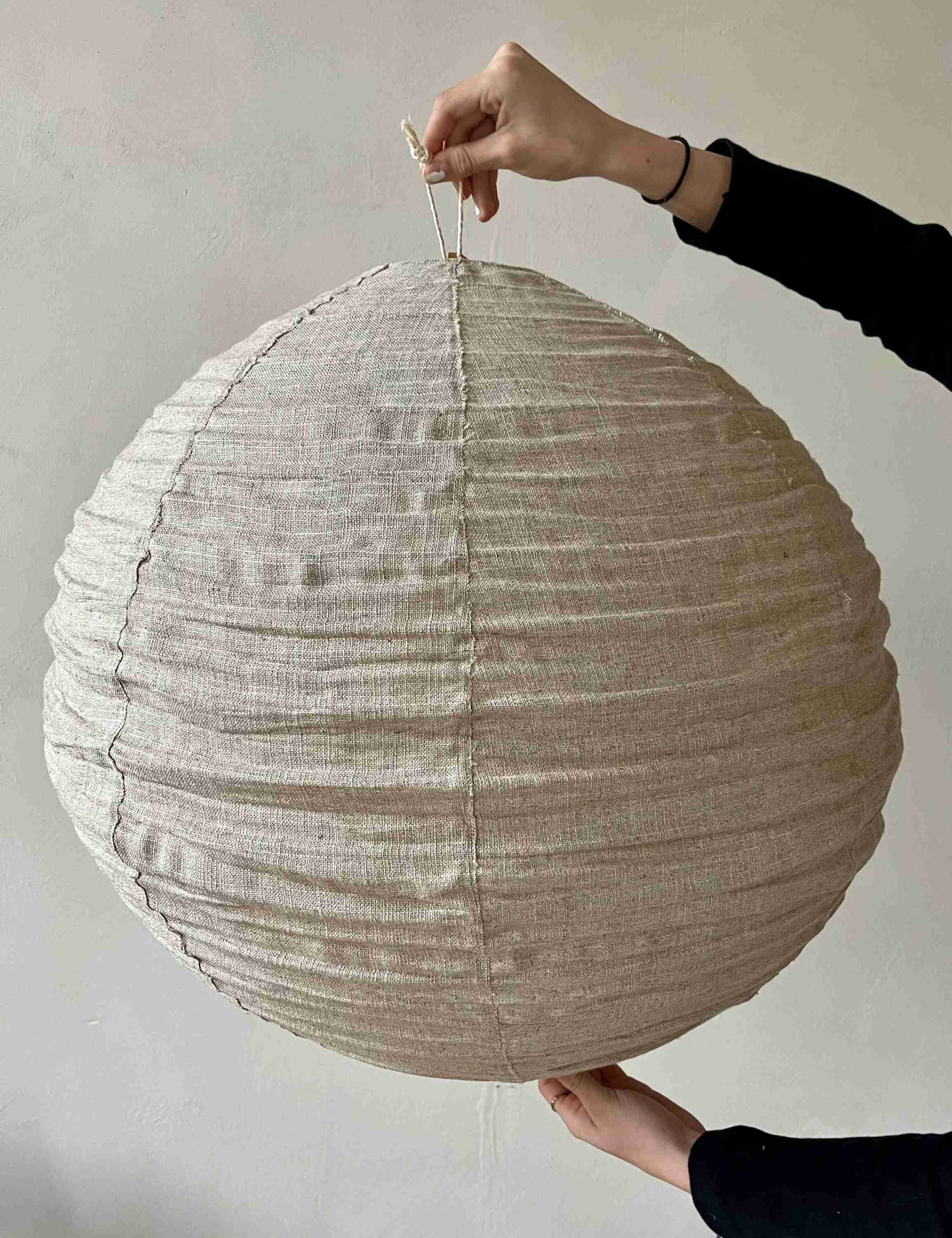 Linnen lamp beige rond