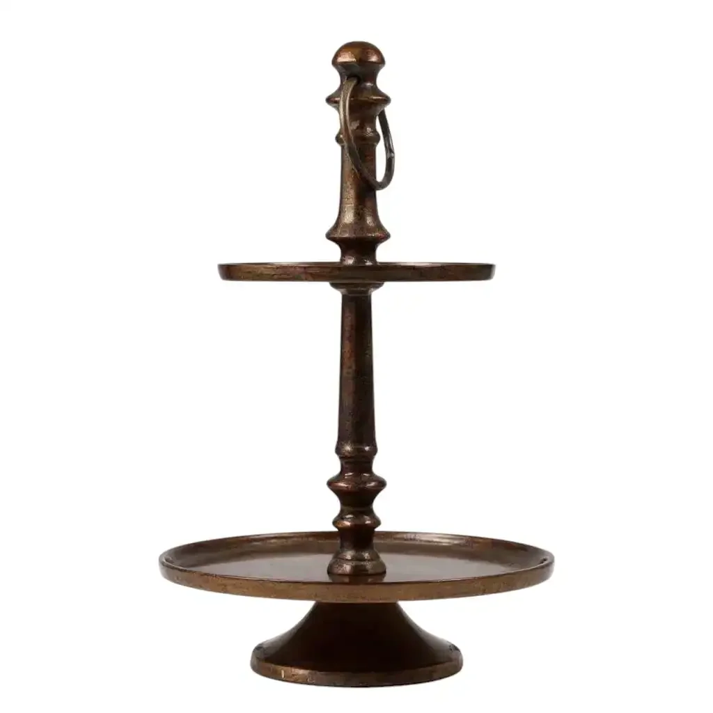 Etagere antiek goud 2 plateaus