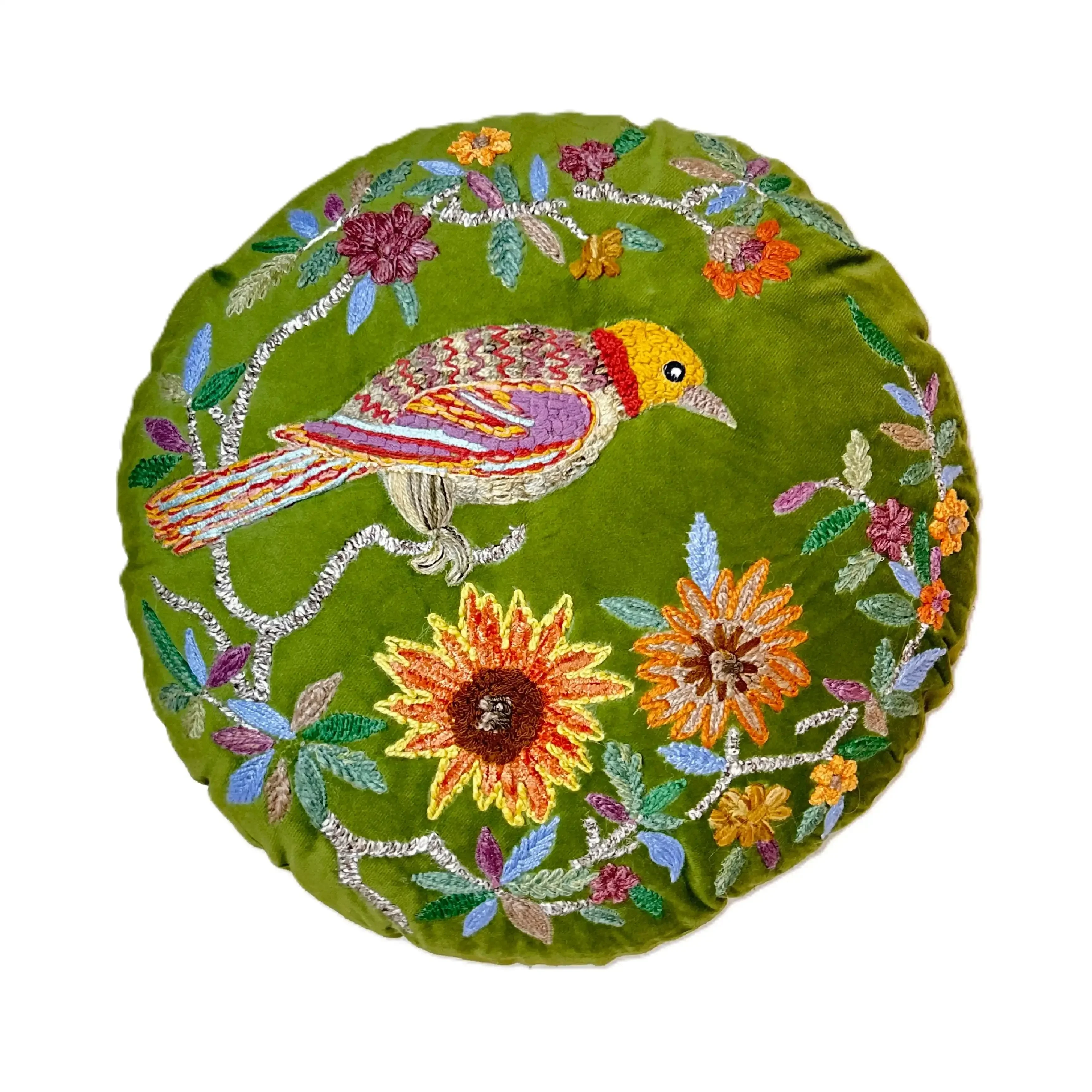 Kussen met bloemen Landeck groen 45cm