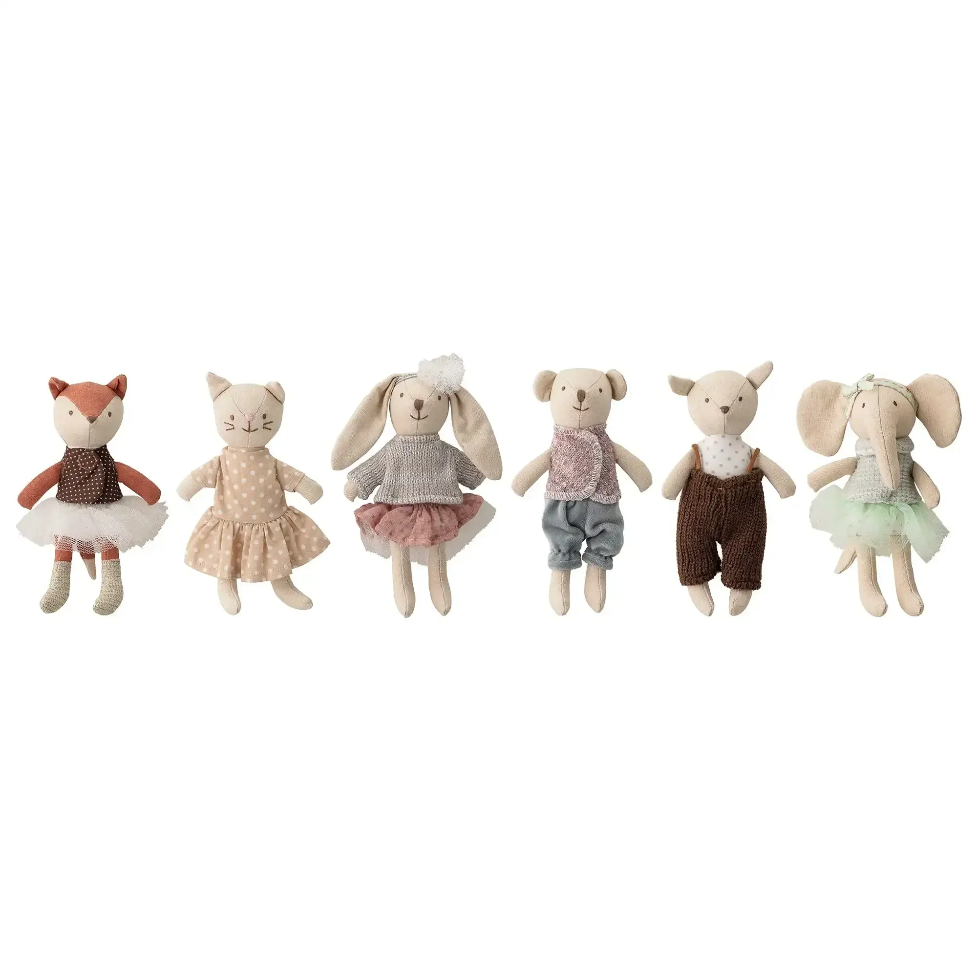 Dierenpop katoen multicolor – set van 6