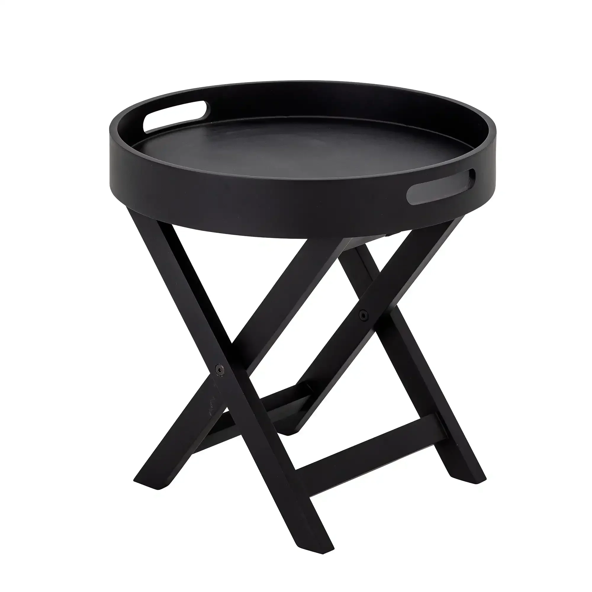 Bijzettafel rubberhout zwart Freya 40cm
