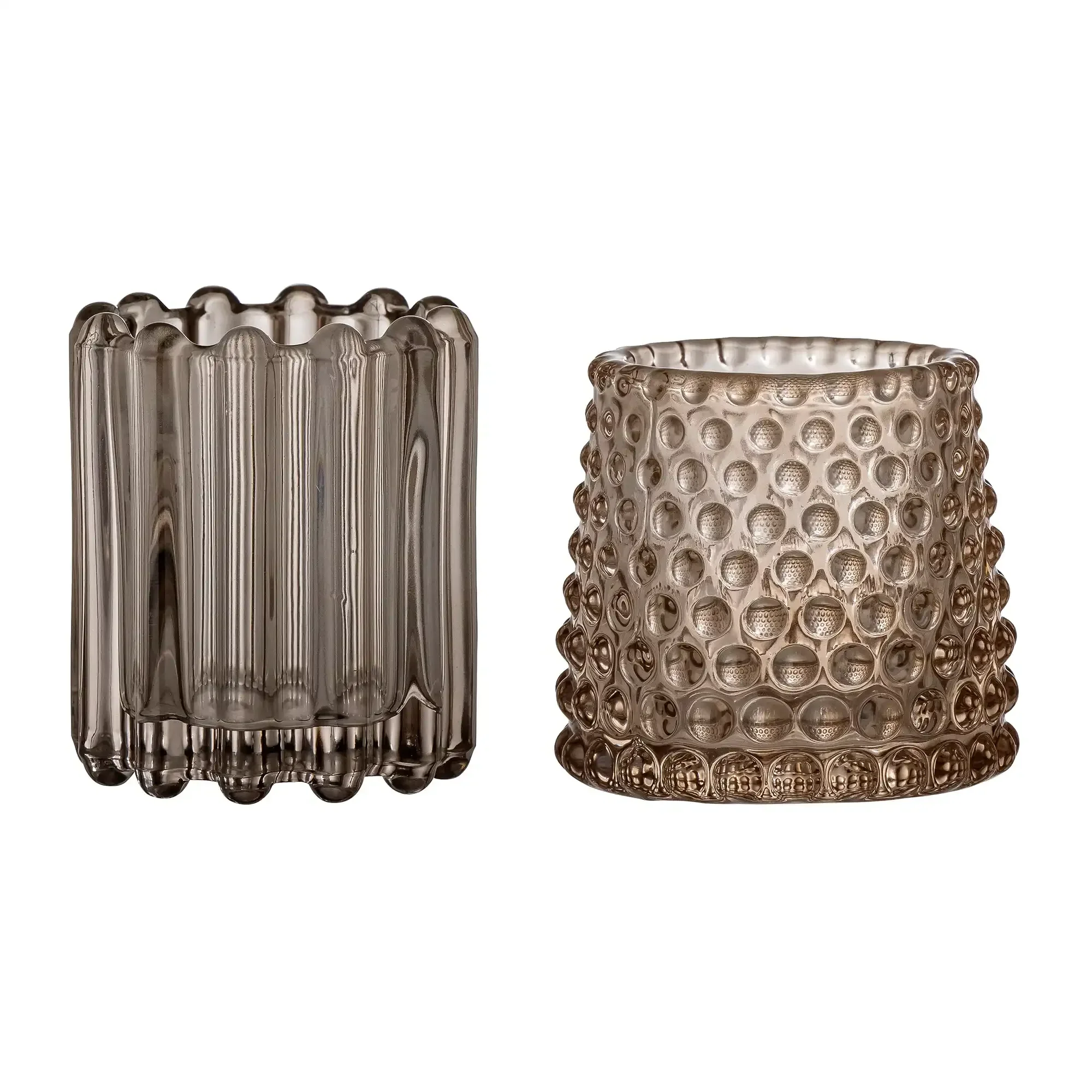 Waxinelichthouder glas bruin Rosslin – set van 2