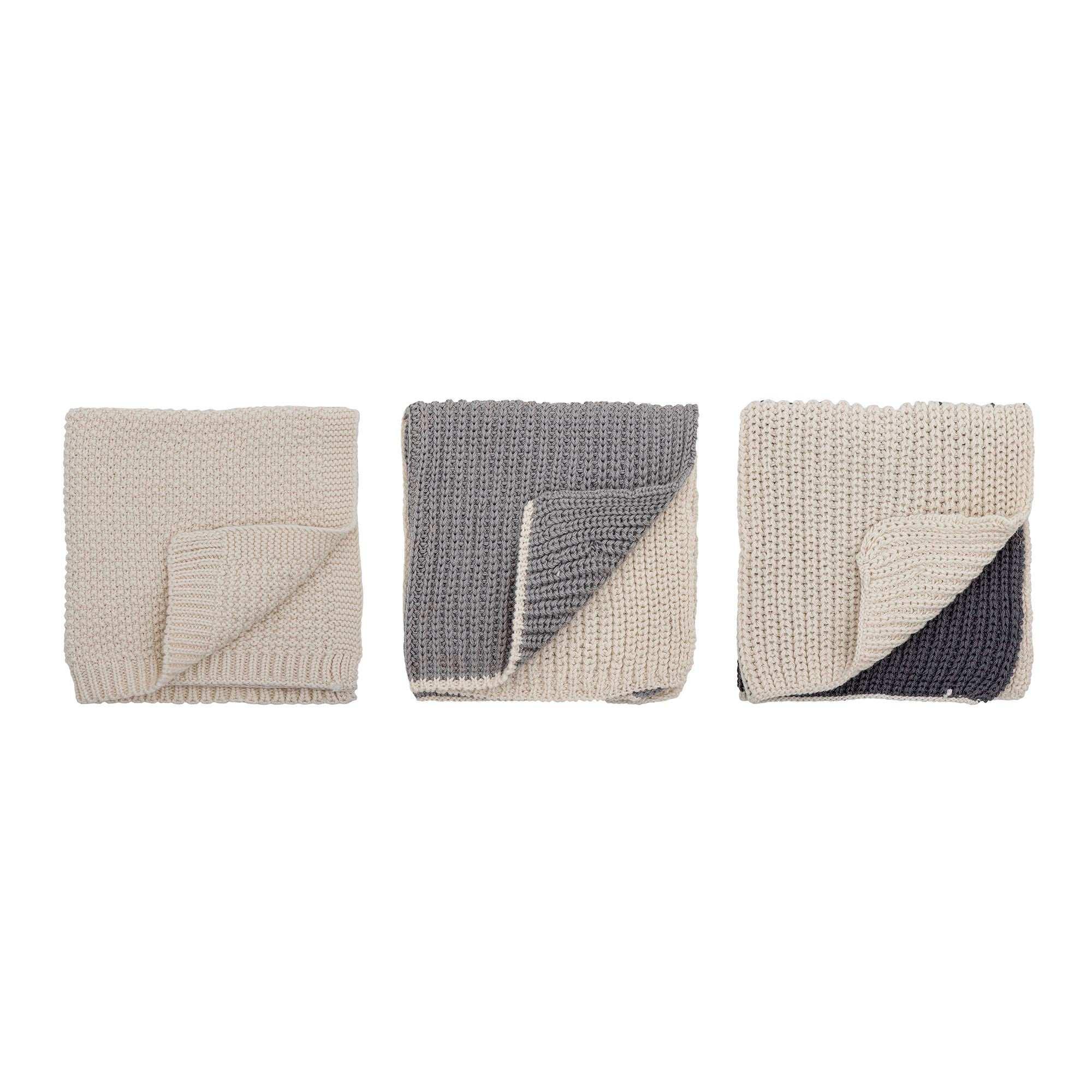 Vaatdoekjes katoen grijs Odette – set van 3