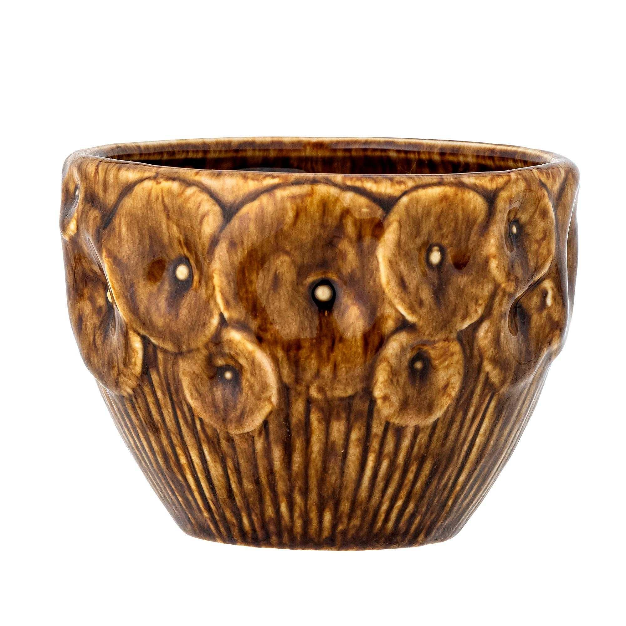 Bloempot aardewerk bruin Rokaya 14cm Bloempot aardewerk bruin Rokaya 14cm