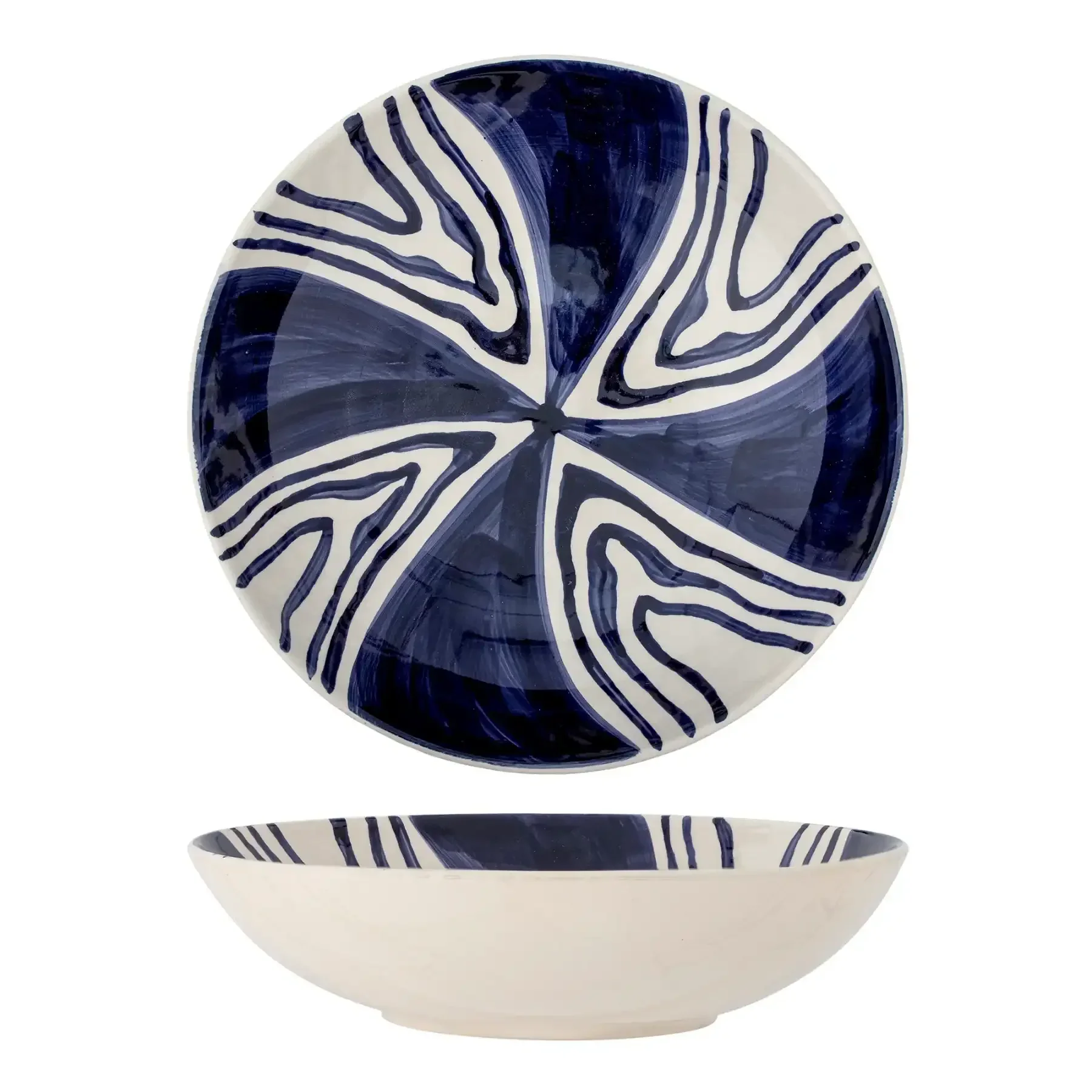 Schaal aardewerk blauw shama 33cm