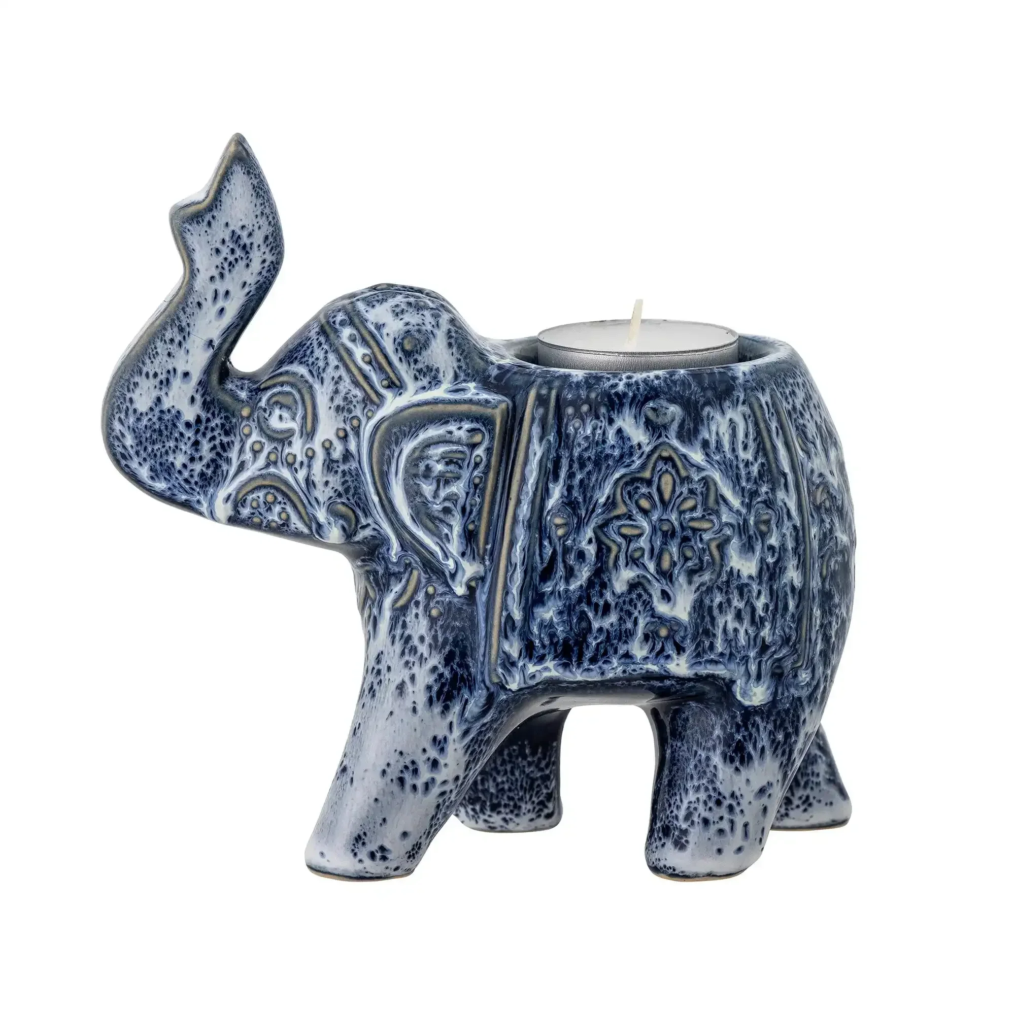 Waxinelichthouder aardewerk blauw Oliphant