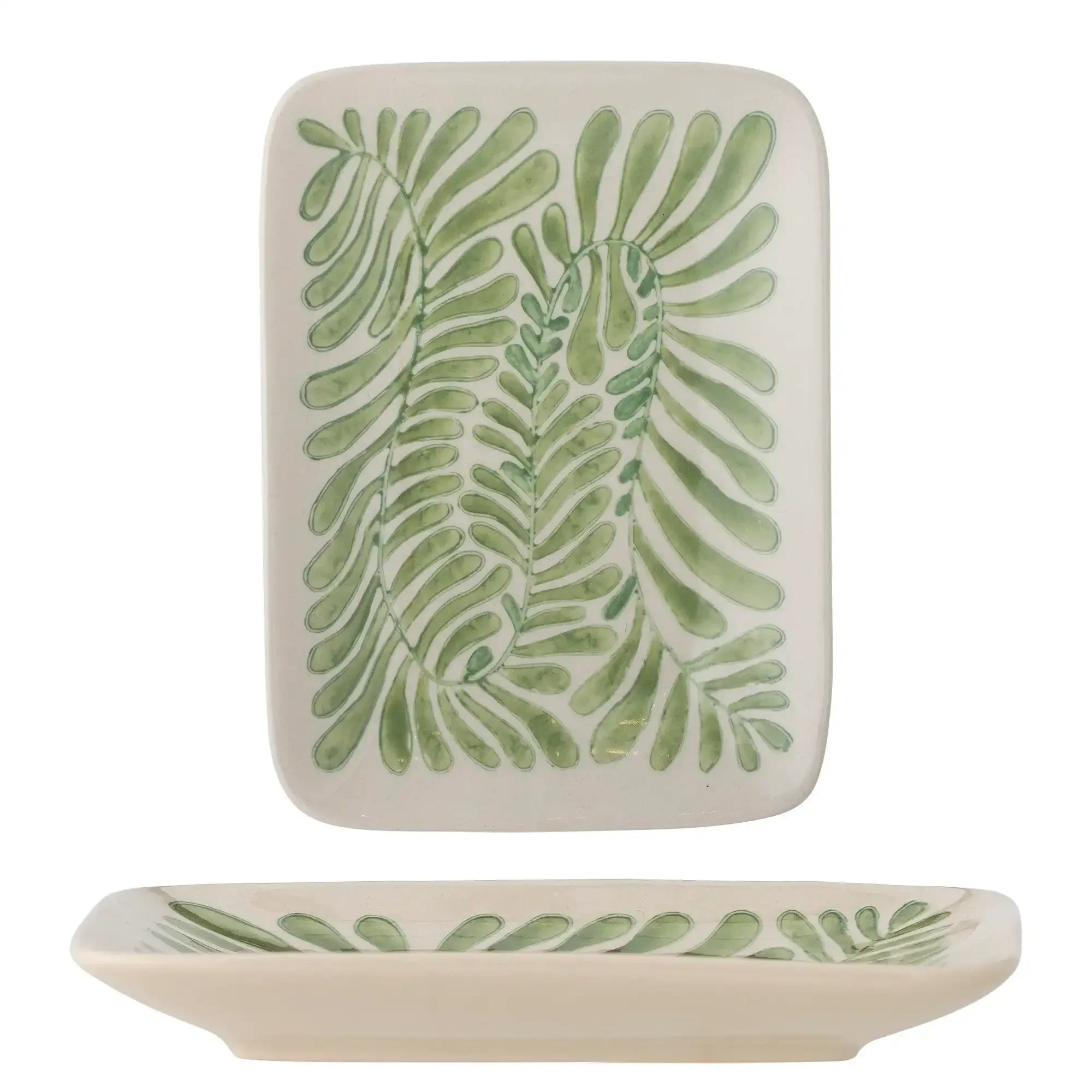 Dienblad aardewerk groen Fauni 15cm