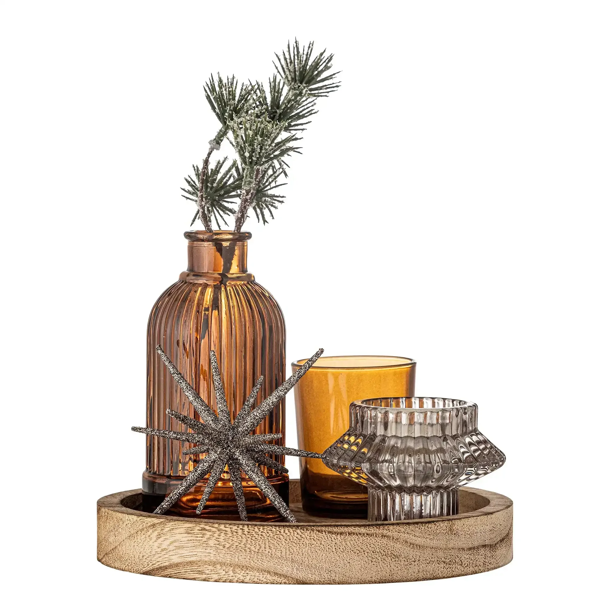 Dienblad glas goud Sanga 18cm