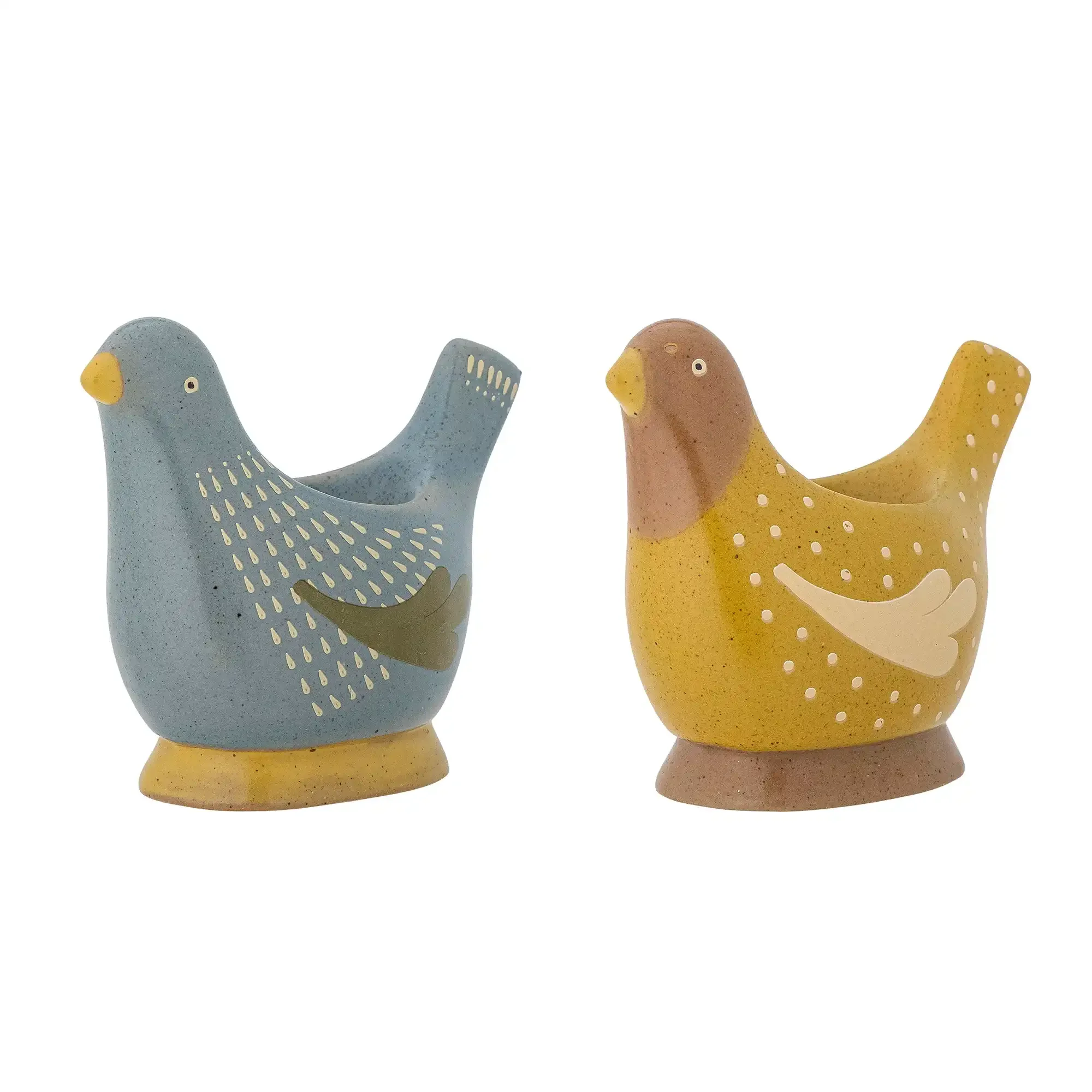 Eierdop aardewerk blauw Birdy – set van 2