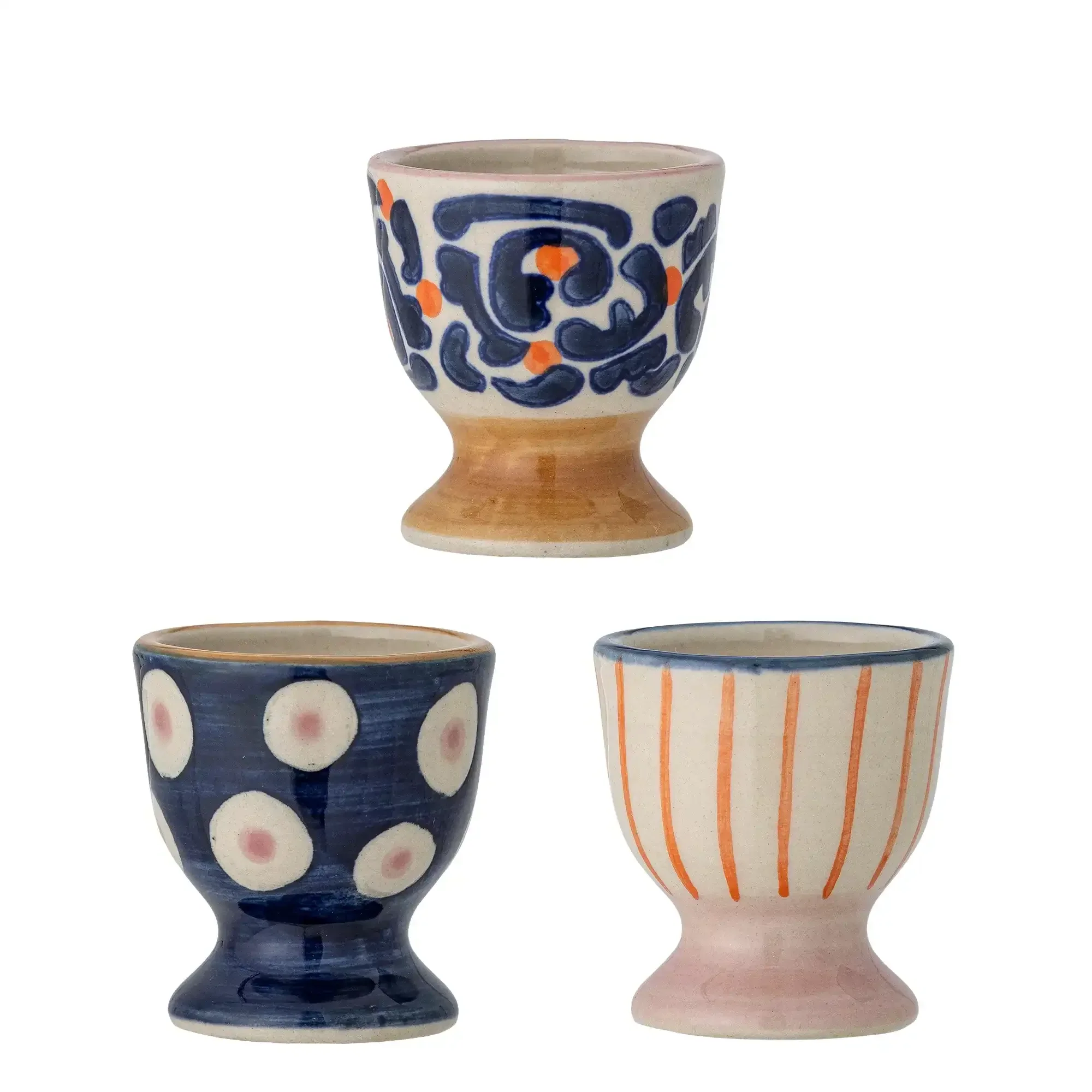 Eierdop aardewerk blauw Eviaya – set van 3