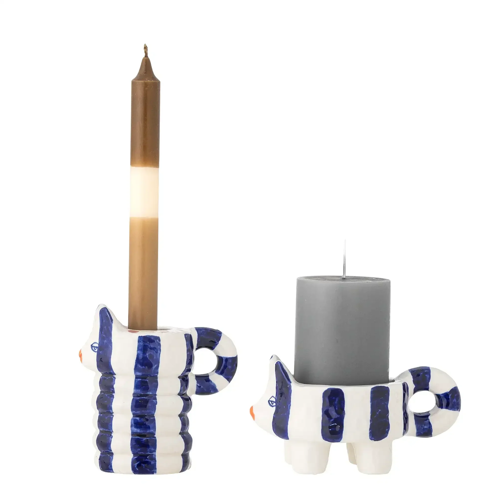 Kandelaar aardewerk blauw Caty – set van 2