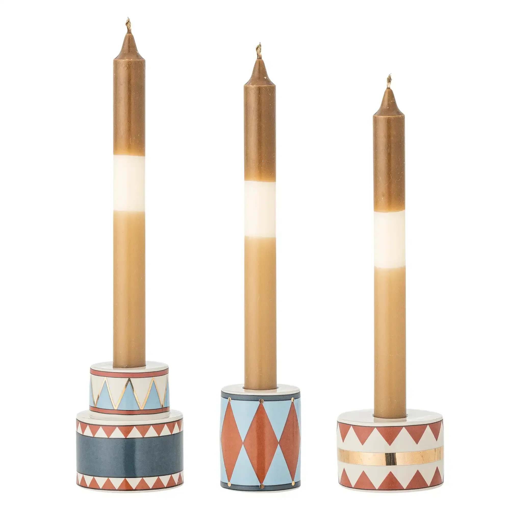Kandelaar aardewerk blauw Bitja – set van 3