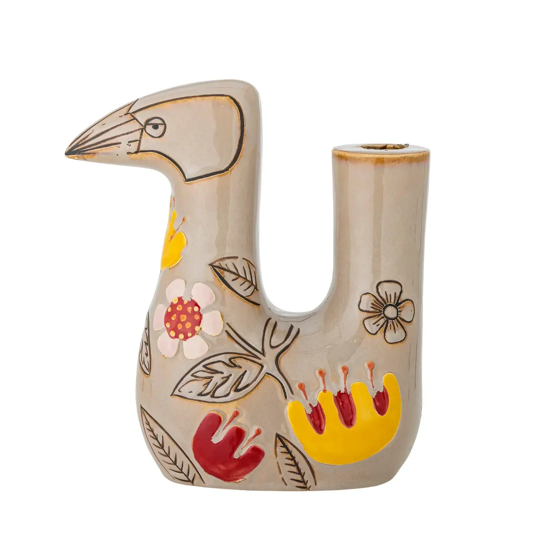 Kandelaar aardewerk beige Vivielle 21cm