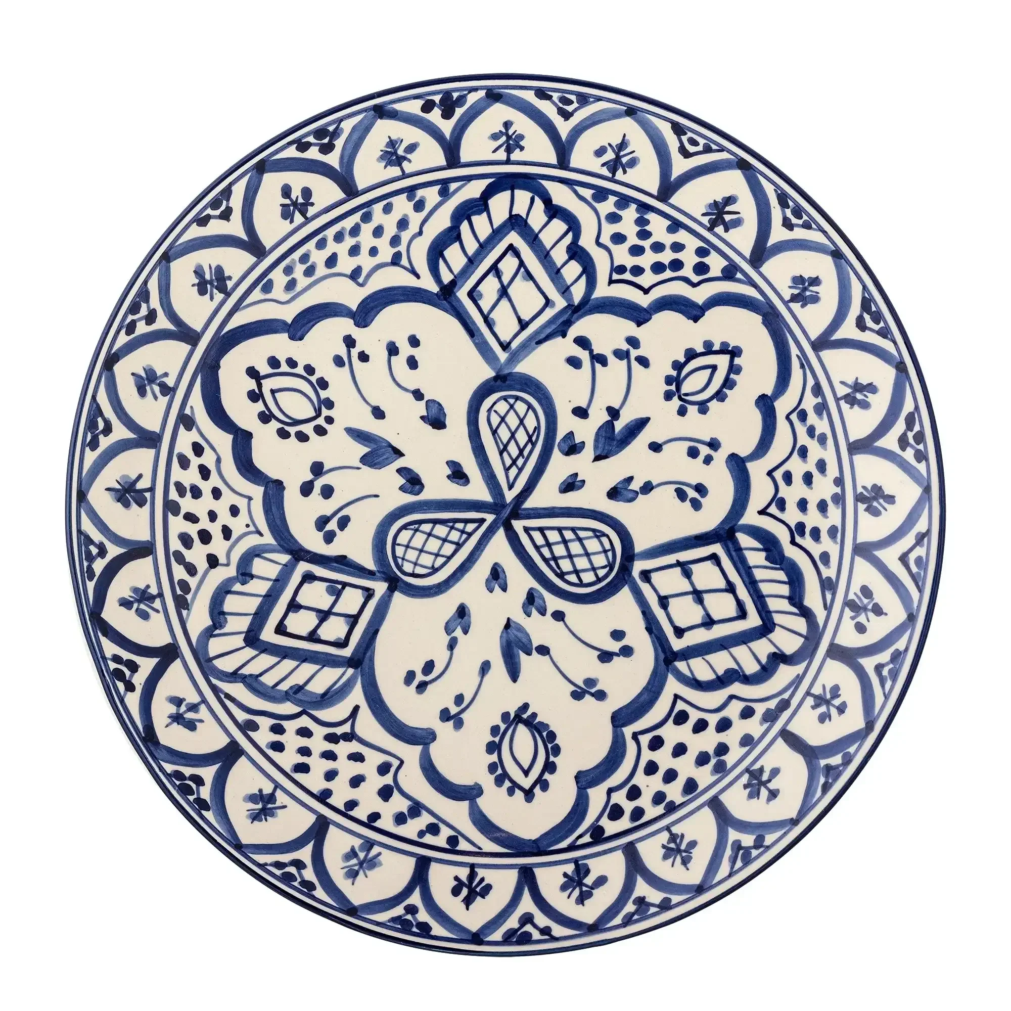 Bord aardewerk blauw Karlie 27cm
