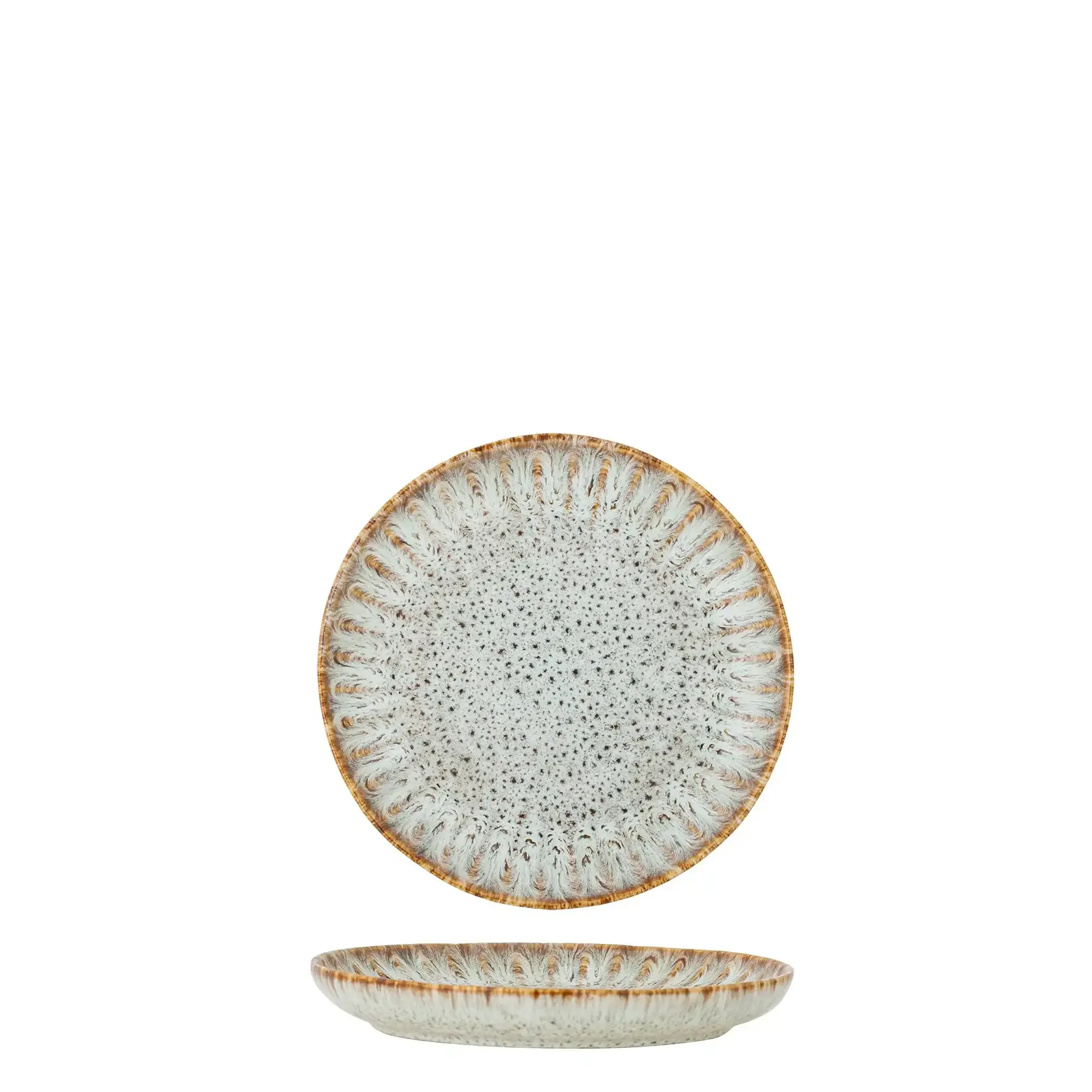 Bord aardewerk beige/naturel Fleur 17cm