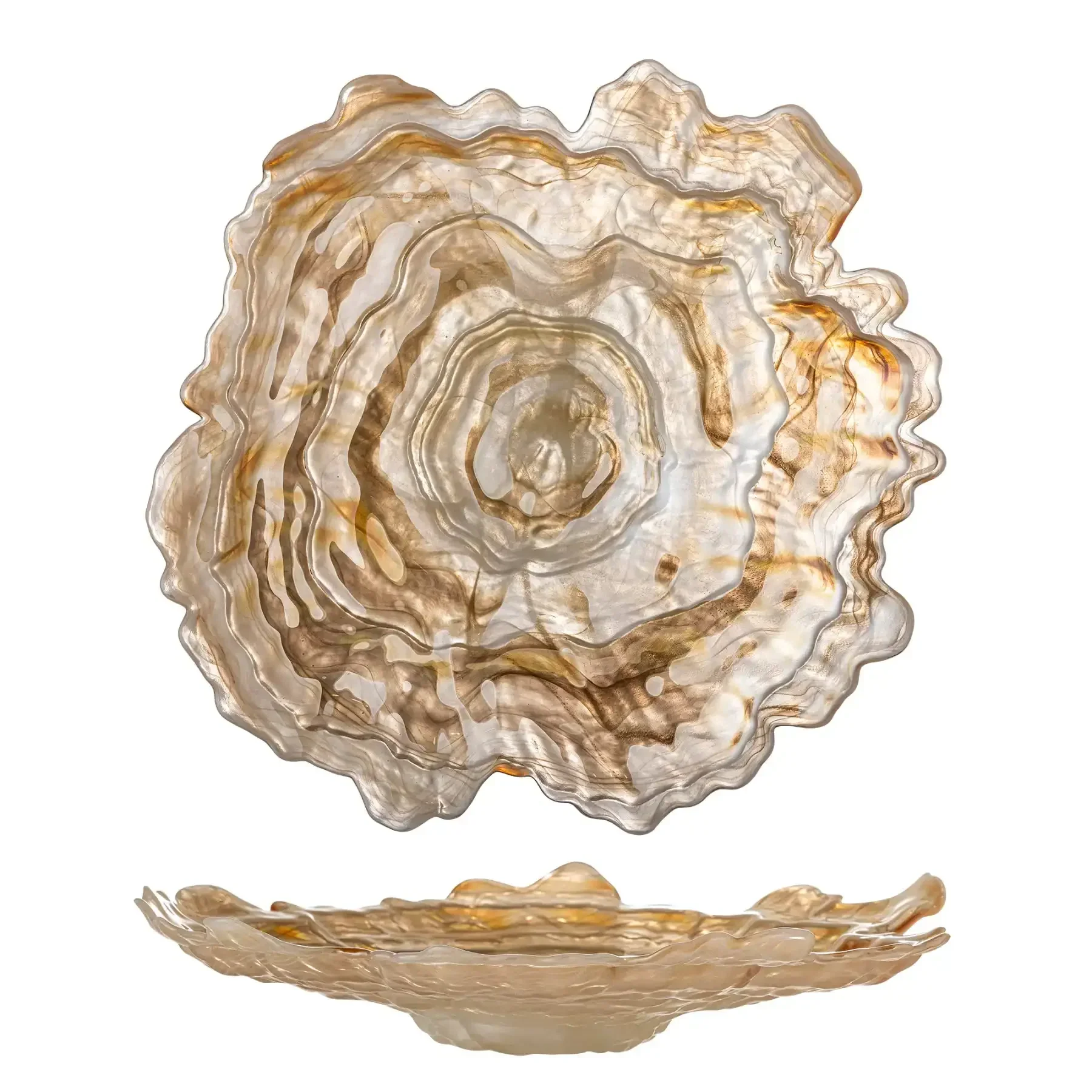 Schaal glas beige asimi 38cm Schaal glas beige asimi 38cm