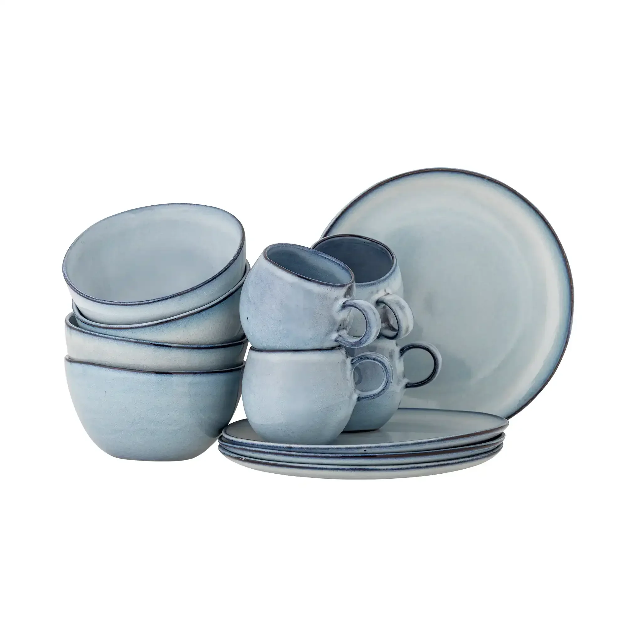 Ontbijtset aardewerk blauw Sandrine – set van 12