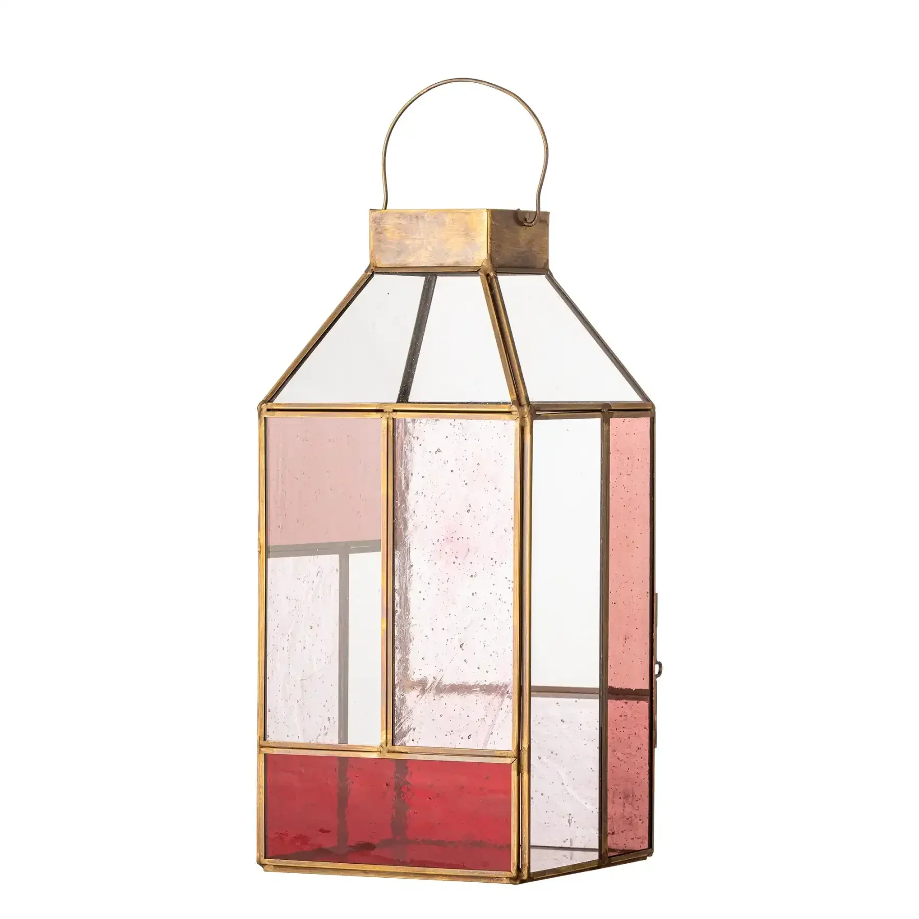 Lantaarn glas roze Drew 34cm