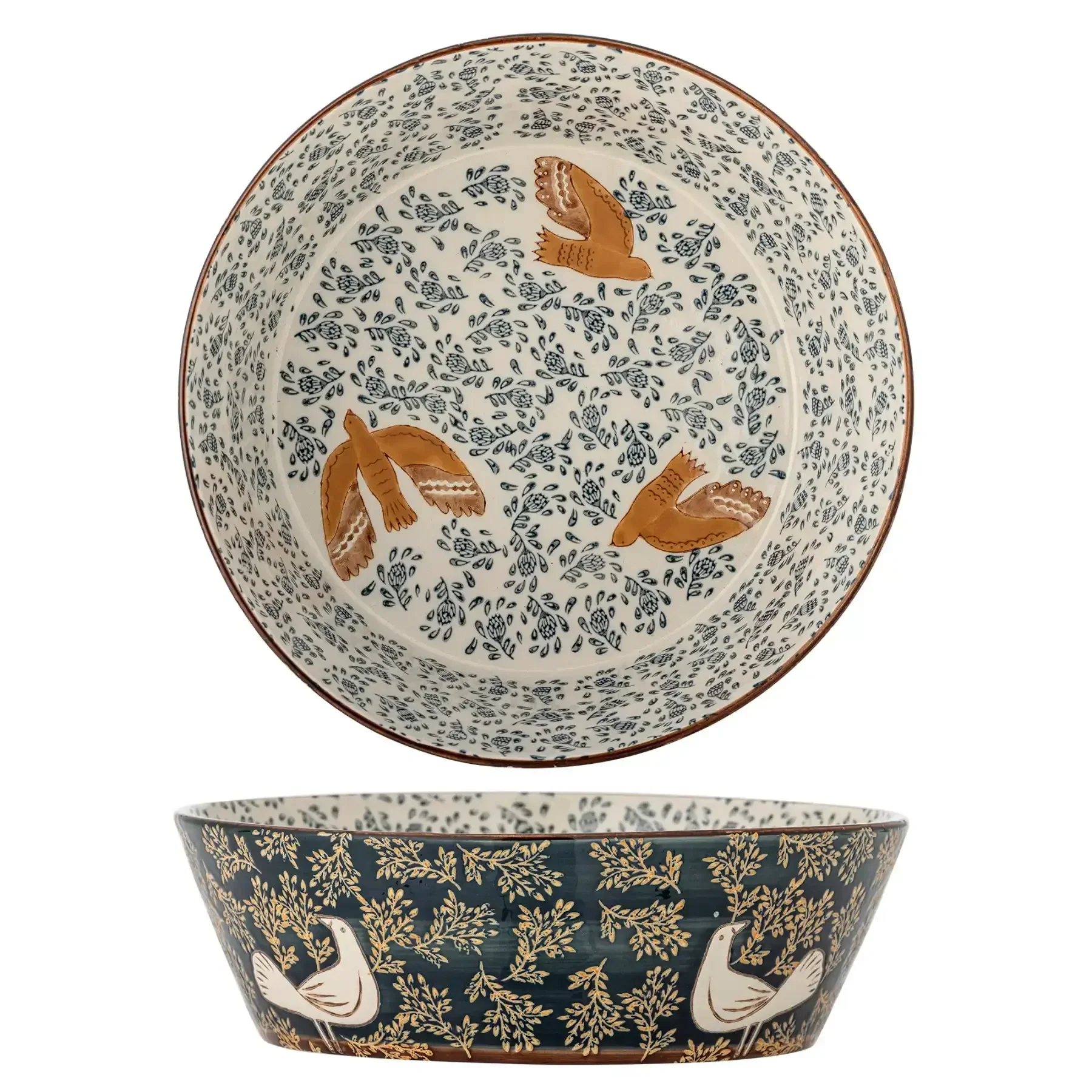 Schaal aardewerk blauw Hezha 28cm Schaal aardewerk blauw Hezha 28cm