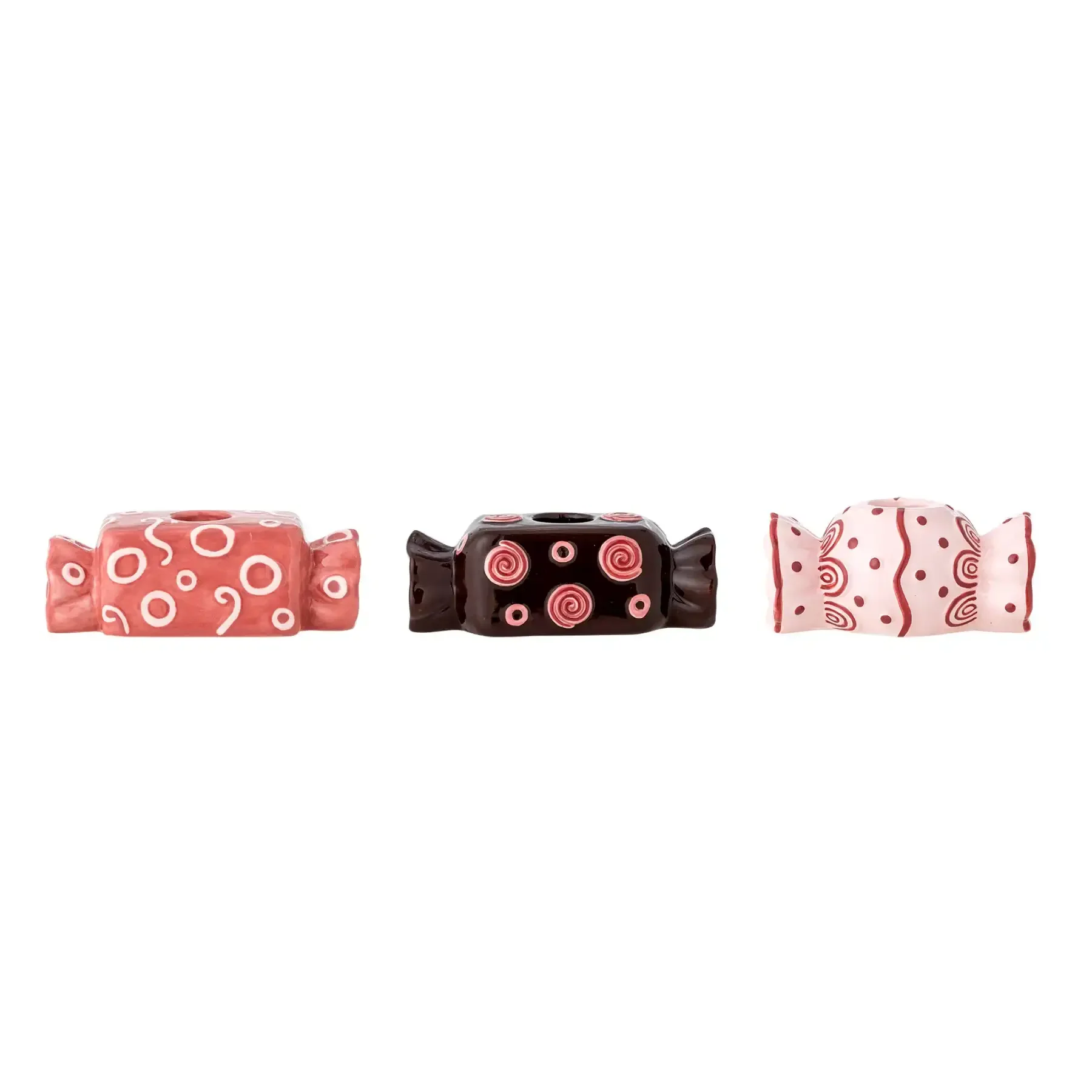 Kaarsenhouder set keramiek roze maiano – set van 3