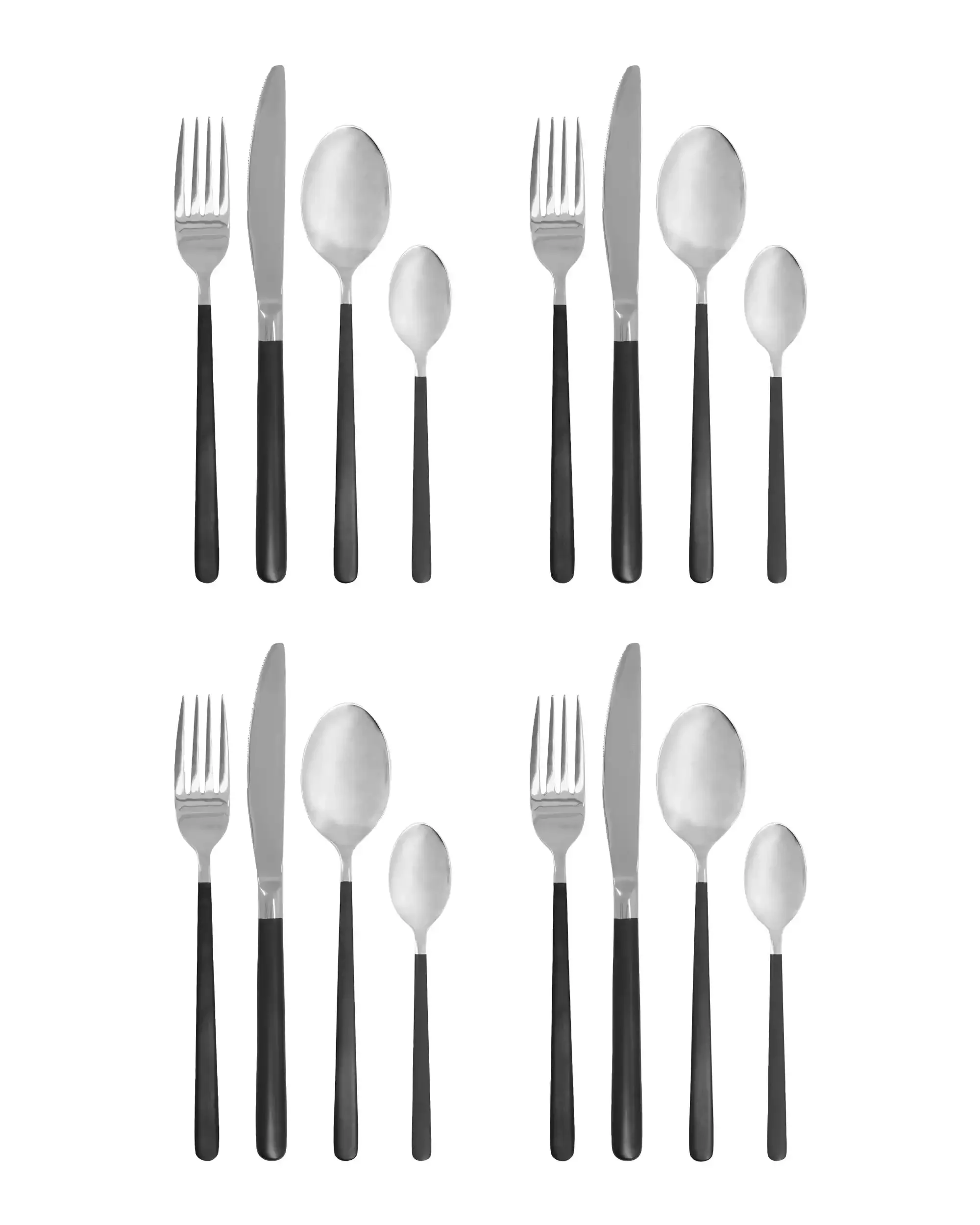 Bestekset Ox Zwart Zilver – 16-delig