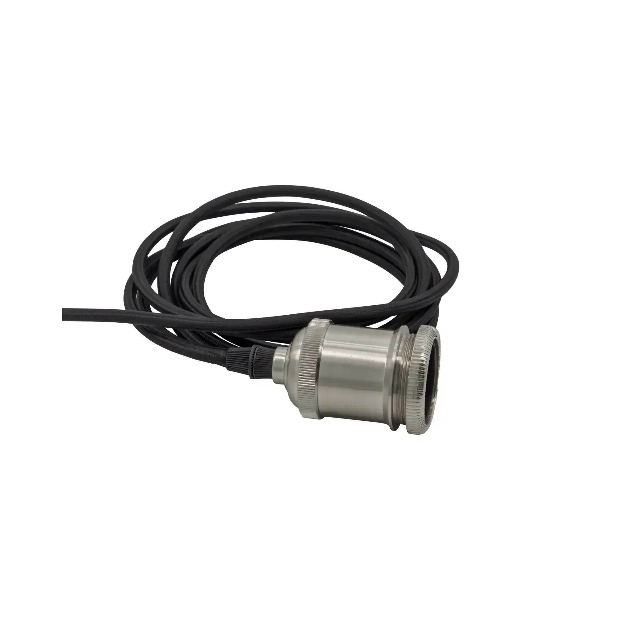Zilverkleurige E27 fitting met industriële uitstraling