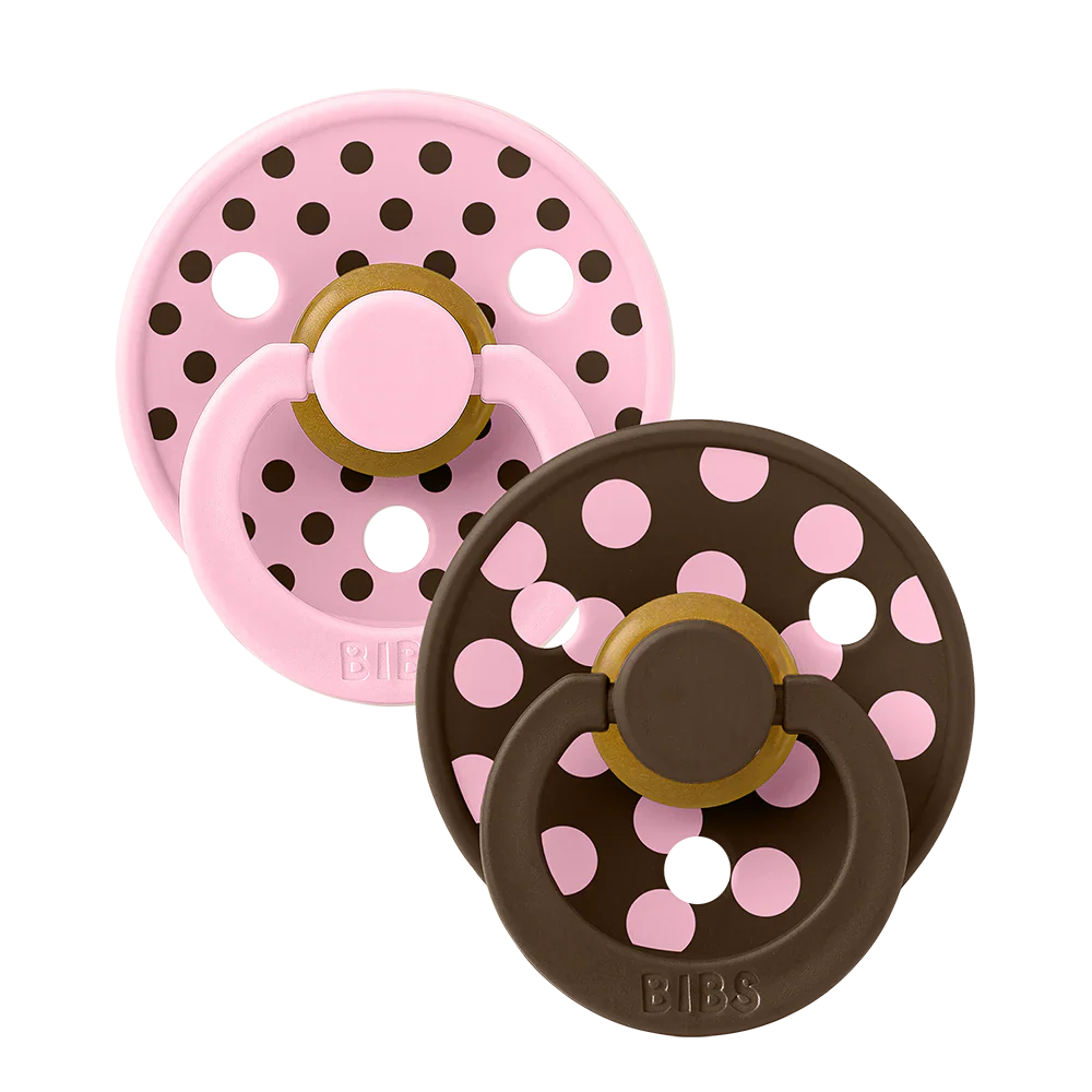 Bibs Set Pacifier | Polka Pinky & Chocolate