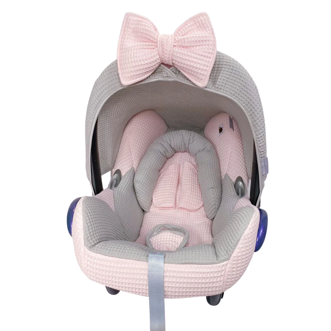 Maxi Cosi bekleding set grijs roze wafelstof