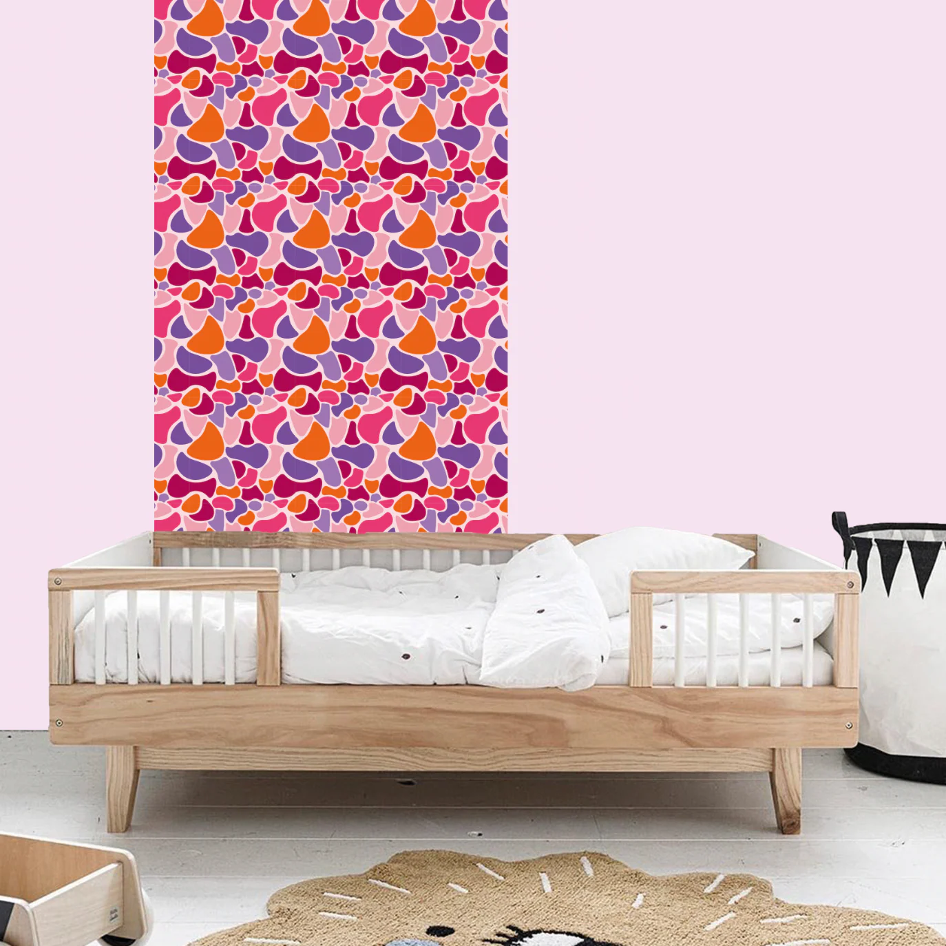 Behang camouflage roze oranje