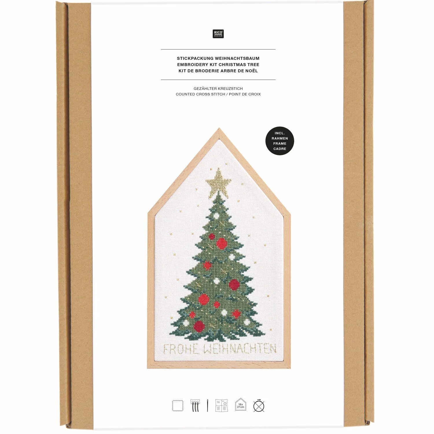 Borduurpakket kerstboom 16 x 27 cm Borduurpakket kerstboom 16 x 27 cm