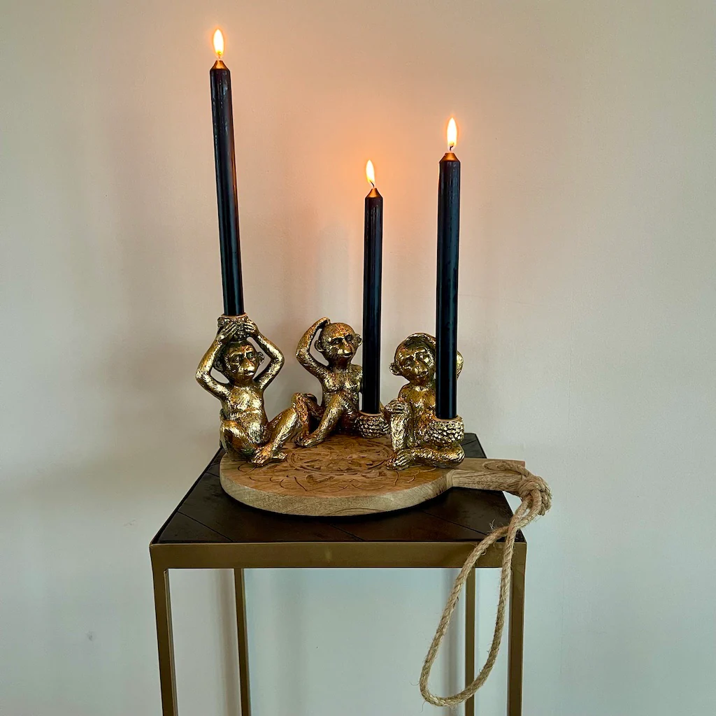 Decoratie plateau “Carved wood” – mango hout – →33 cm / ⌀26 cm