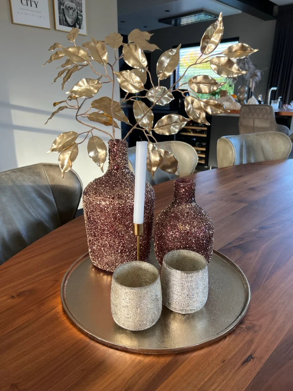 Decoratieschaal MAES metaal - Licht goud - 2 varianten - Afbeelding 2