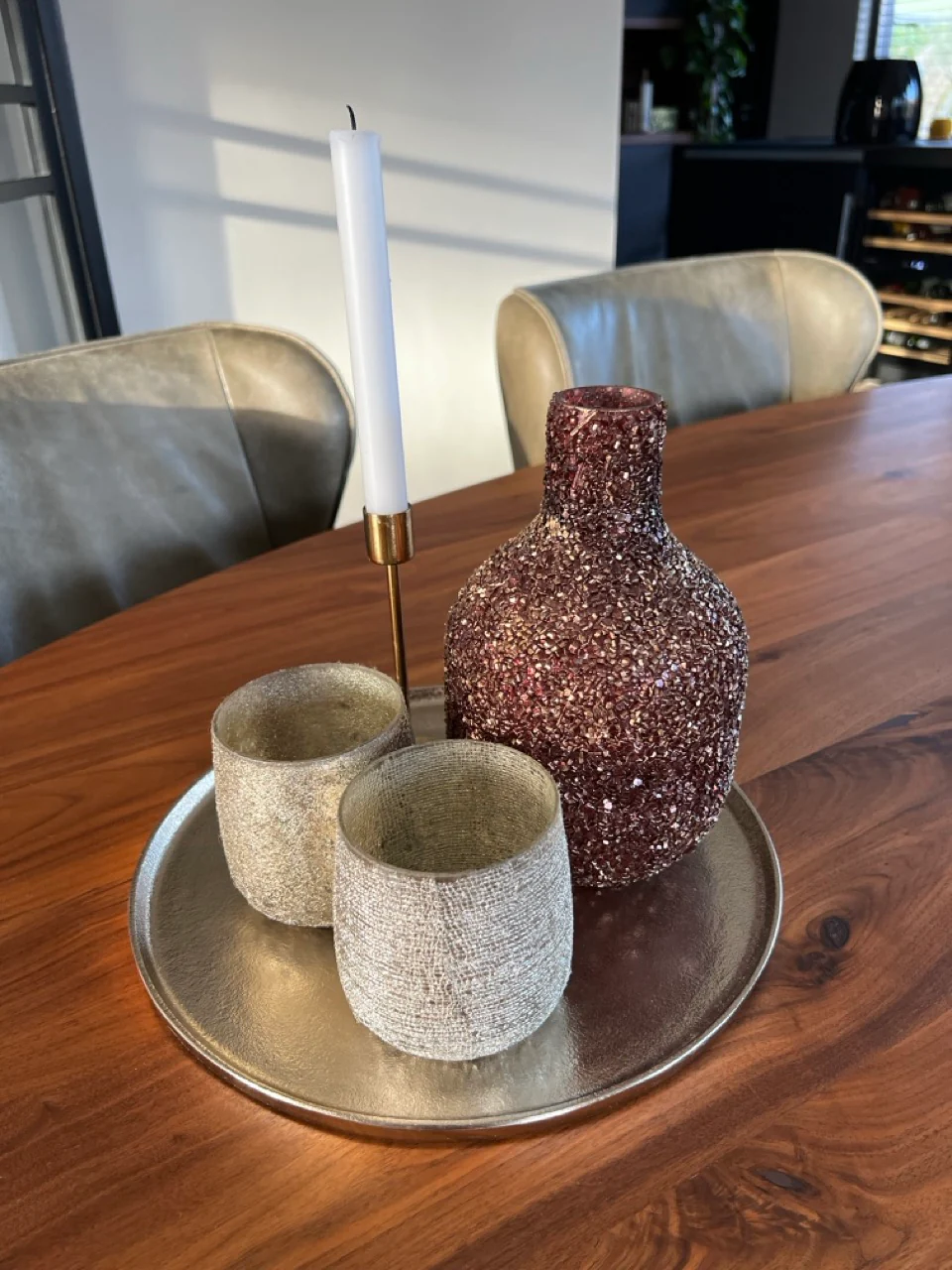 Decoratieschaal MAES metaal - Licht goud - 2 varianten - Afbeelding 3