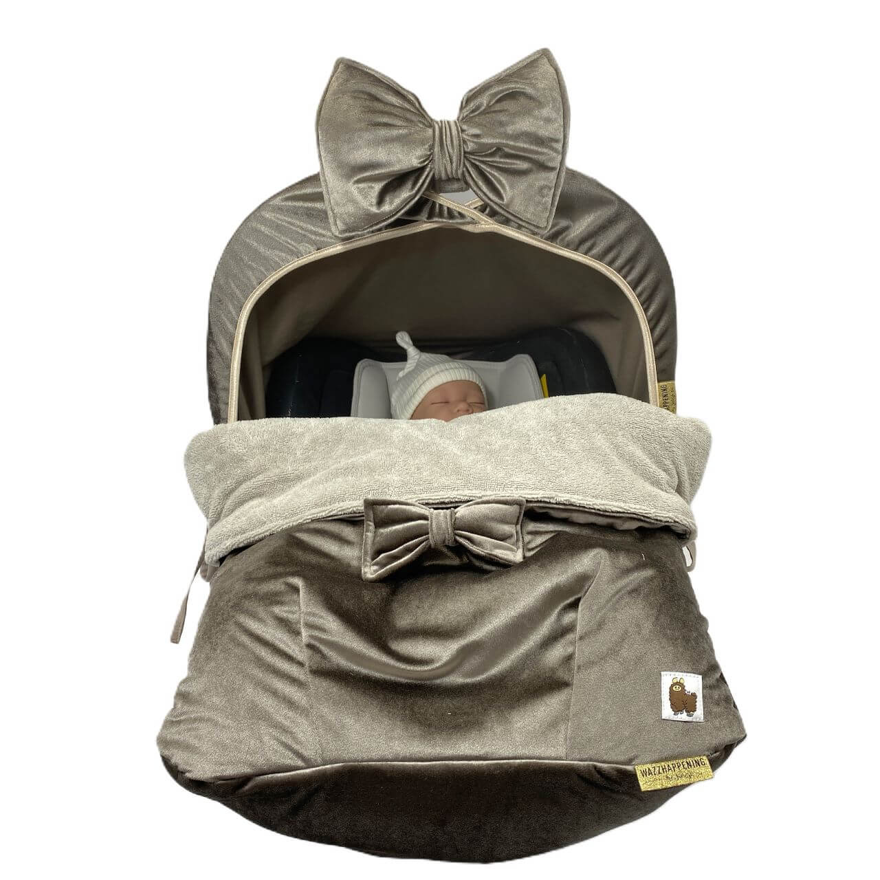 Dekje Luxury Velvet – taupe – strik – bamboe – in diverse kleuren